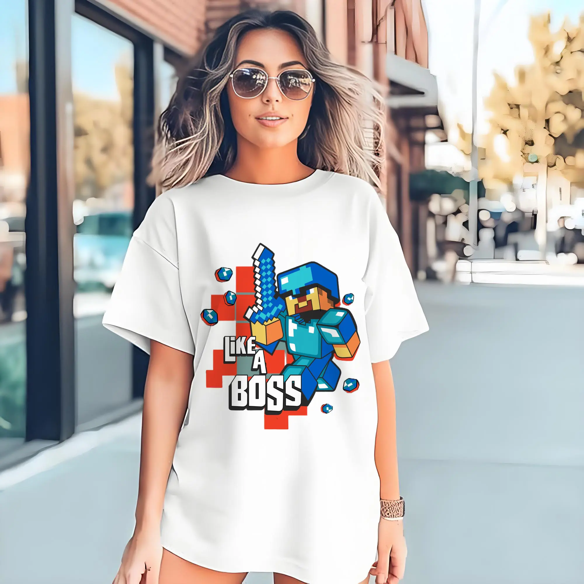 minecraft steve graphic shirt