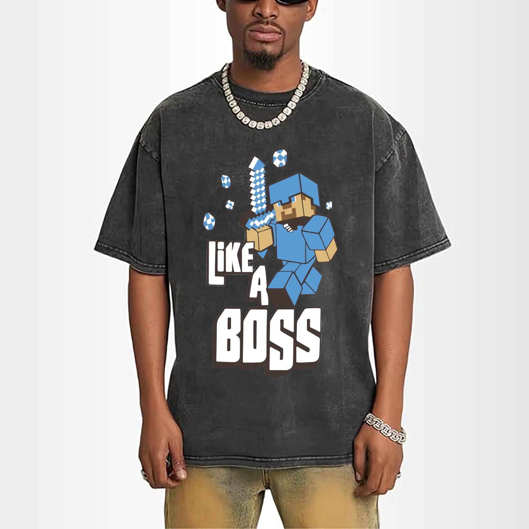 boys minecraft steve shirt​