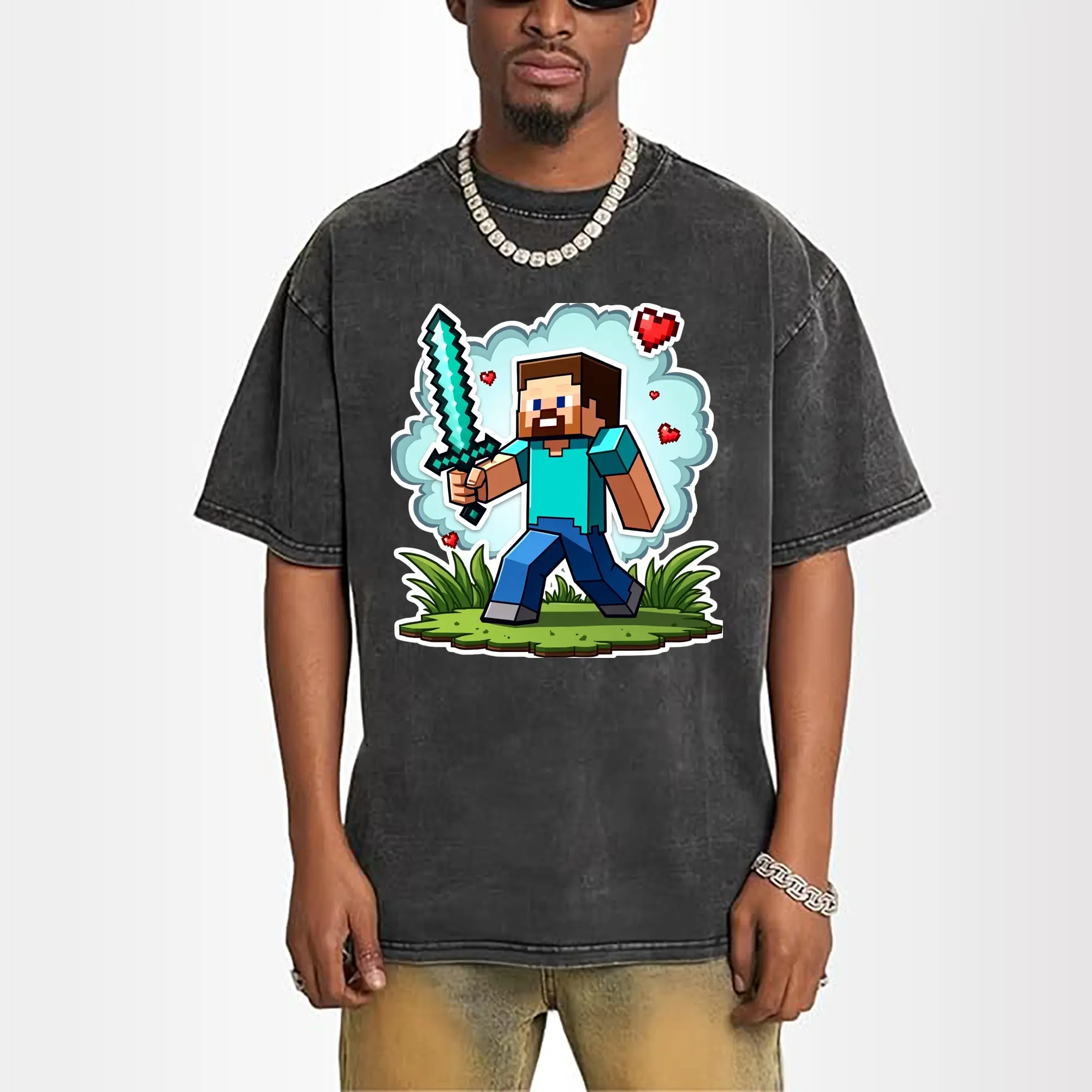 minecraft steve art t-shirt