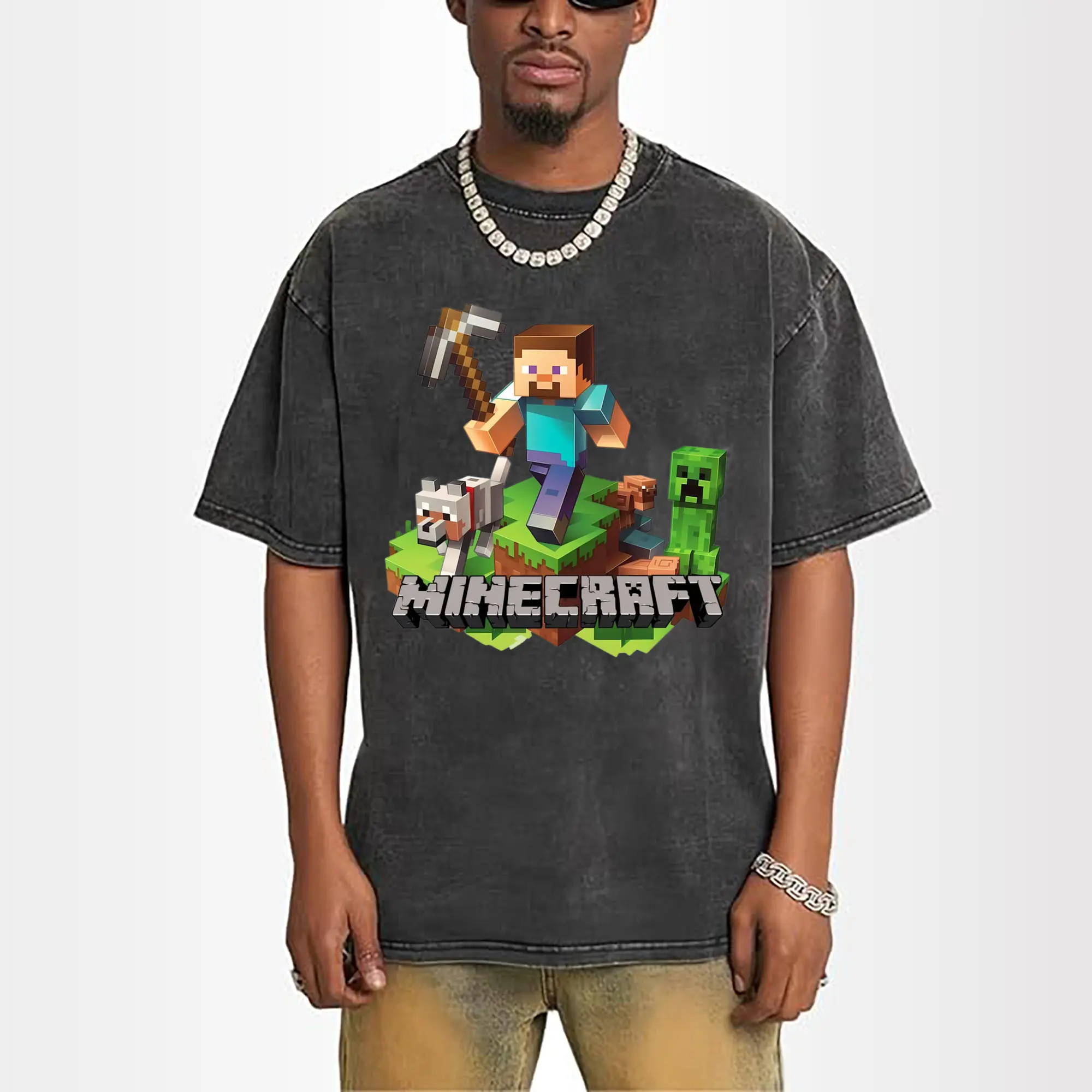 minecraft steve classic graphic tee