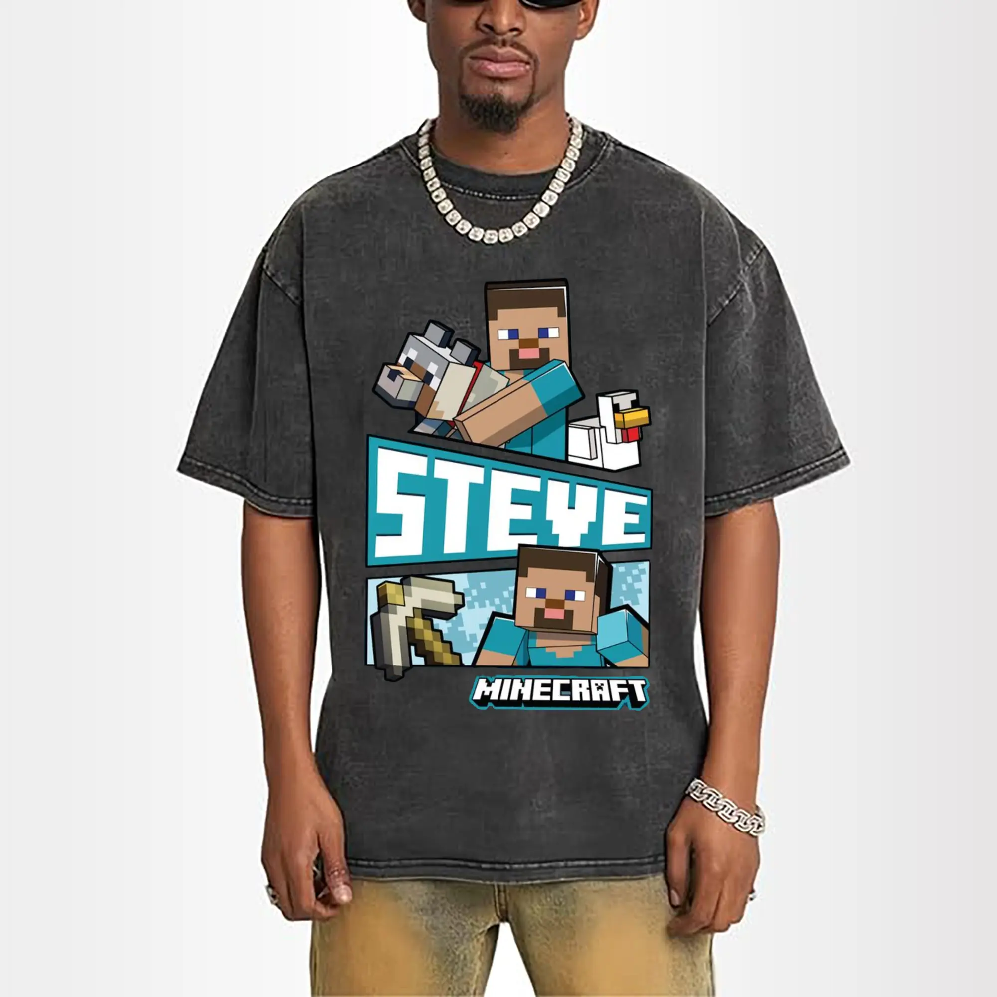 minecraft steve collage shirt