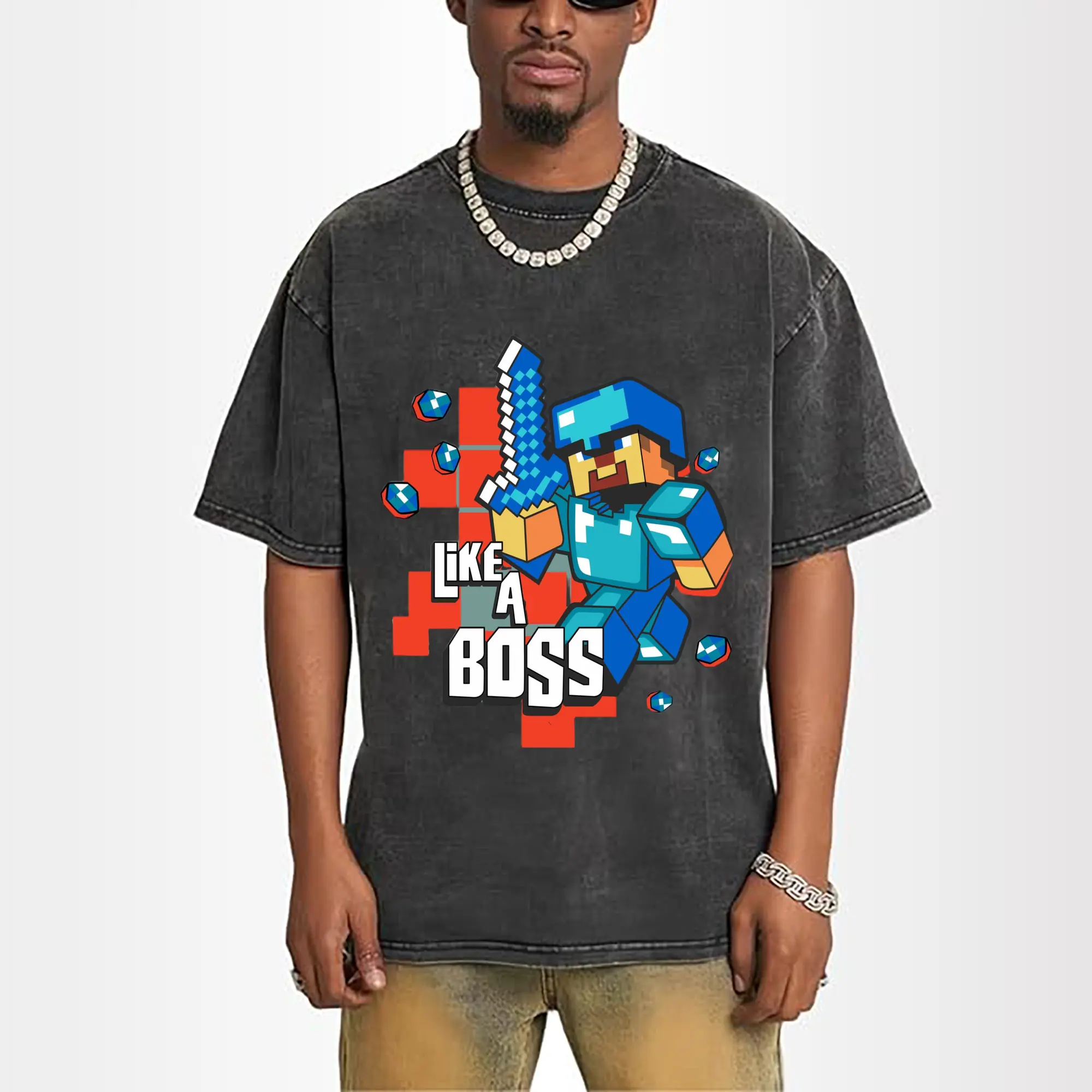minecraft steve graphic shirt