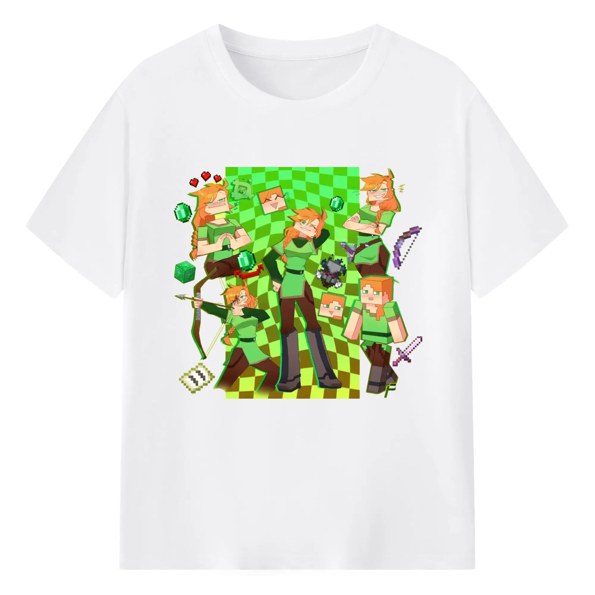 Minecraft alex graphic art shirt - 180g Cotton T-Shirt With Front Heat Transfer Print – Soft, Lightweight, Fitted Design – Comfortable Casual Wear For Sports & Everyday Use