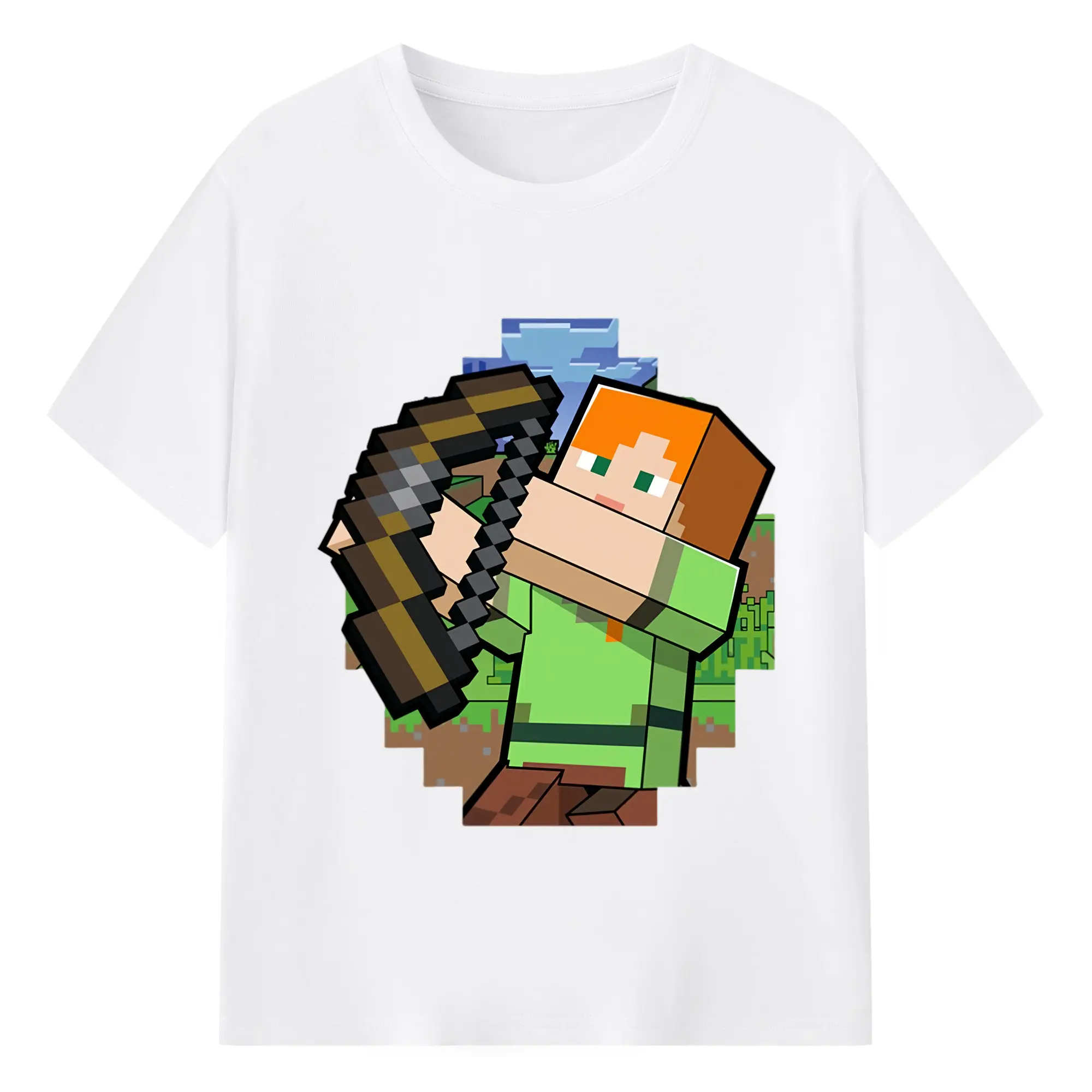 Minecraft alex graphic classic t shirt - 180g Cotton T-Shirt With Front Heat Transfer Print – Soft, Lightweight, Fitted Design – Comfortable Casual Wear For Sports & Everyday Use