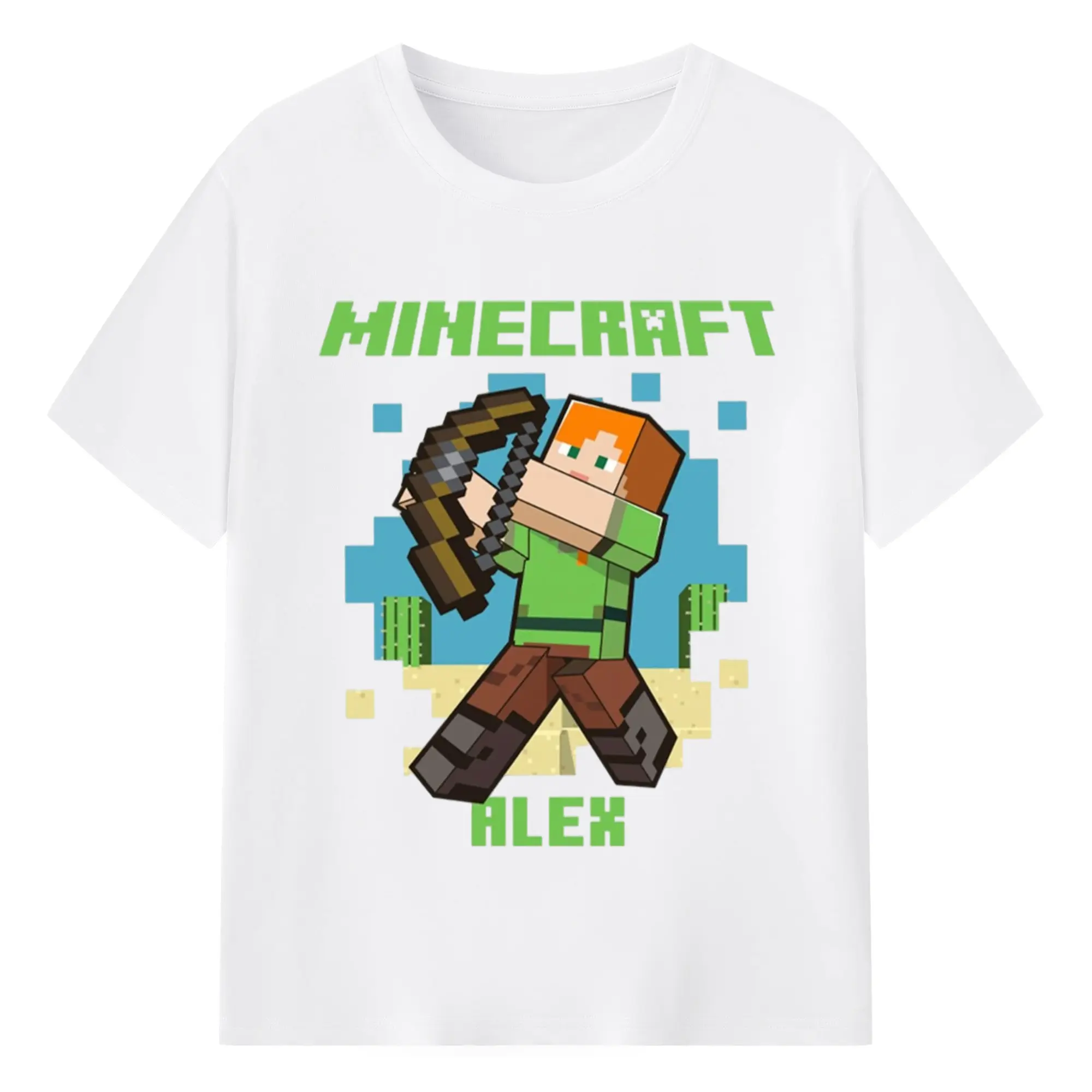 Minecraft alex graphic tee - 180g Cotton T-Shirt With Front Heat Transfer Print – Soft, Lightweight, Fitted Design – Comfortable Casual Wear For Sports & Everyday Use