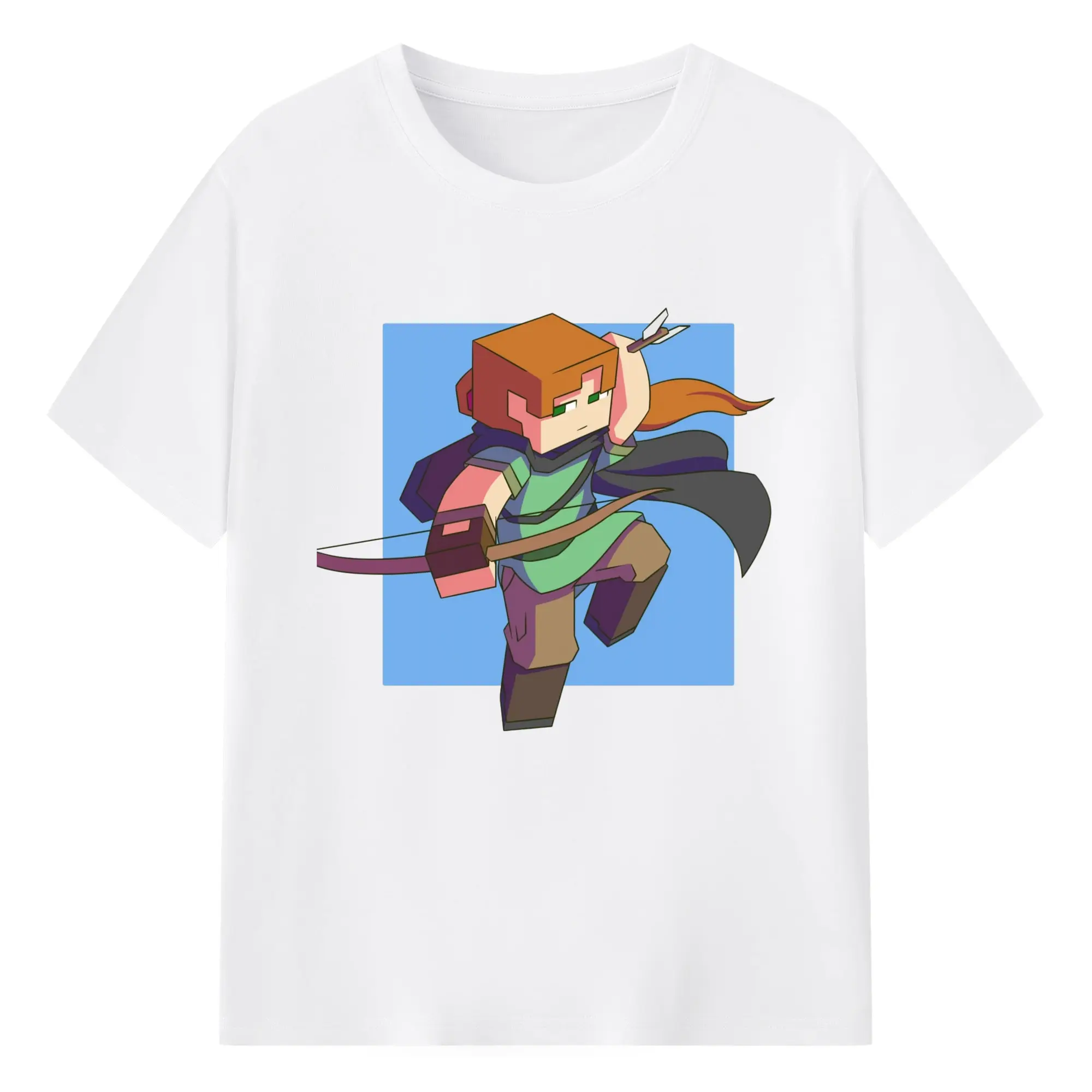 Minecraft alex tee - 180g Cotton T-Shirt With Front Heat Transfer Print – Soft, Lightweight, Fitted Design – Comfortable Casual Wear For Sports & Everyday Use