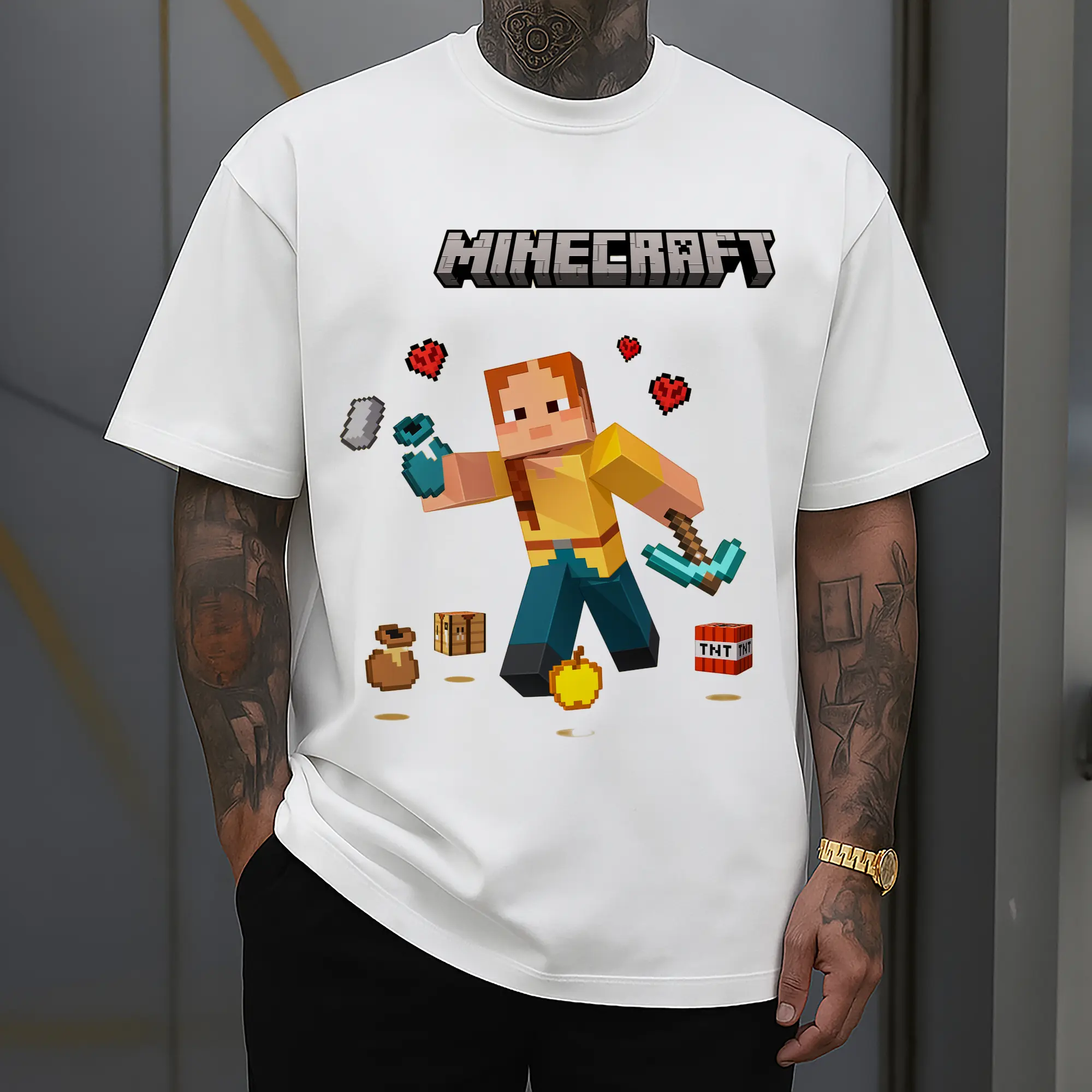 men's minecraft alex collage t shirt