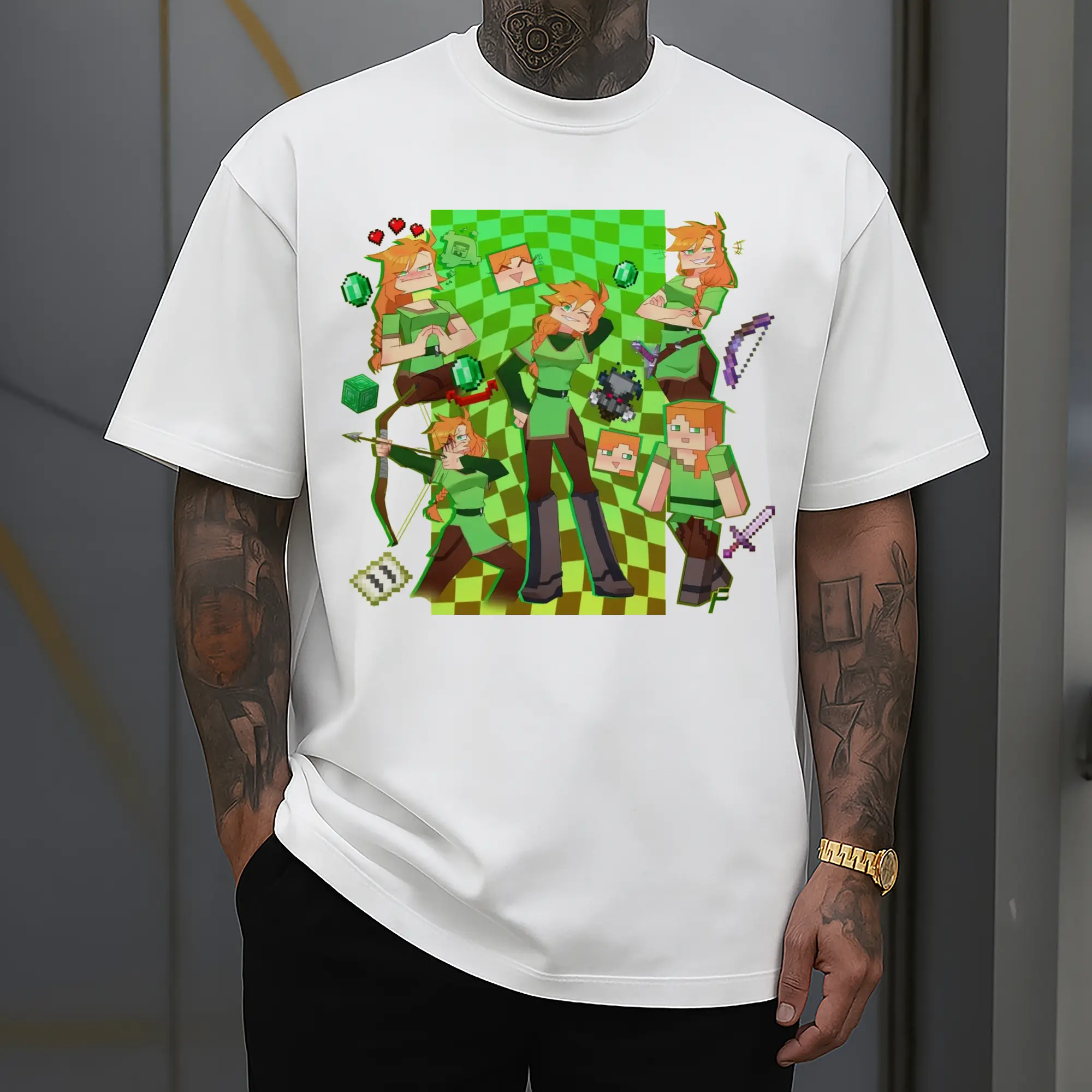 minecraft alex graphic art shirt