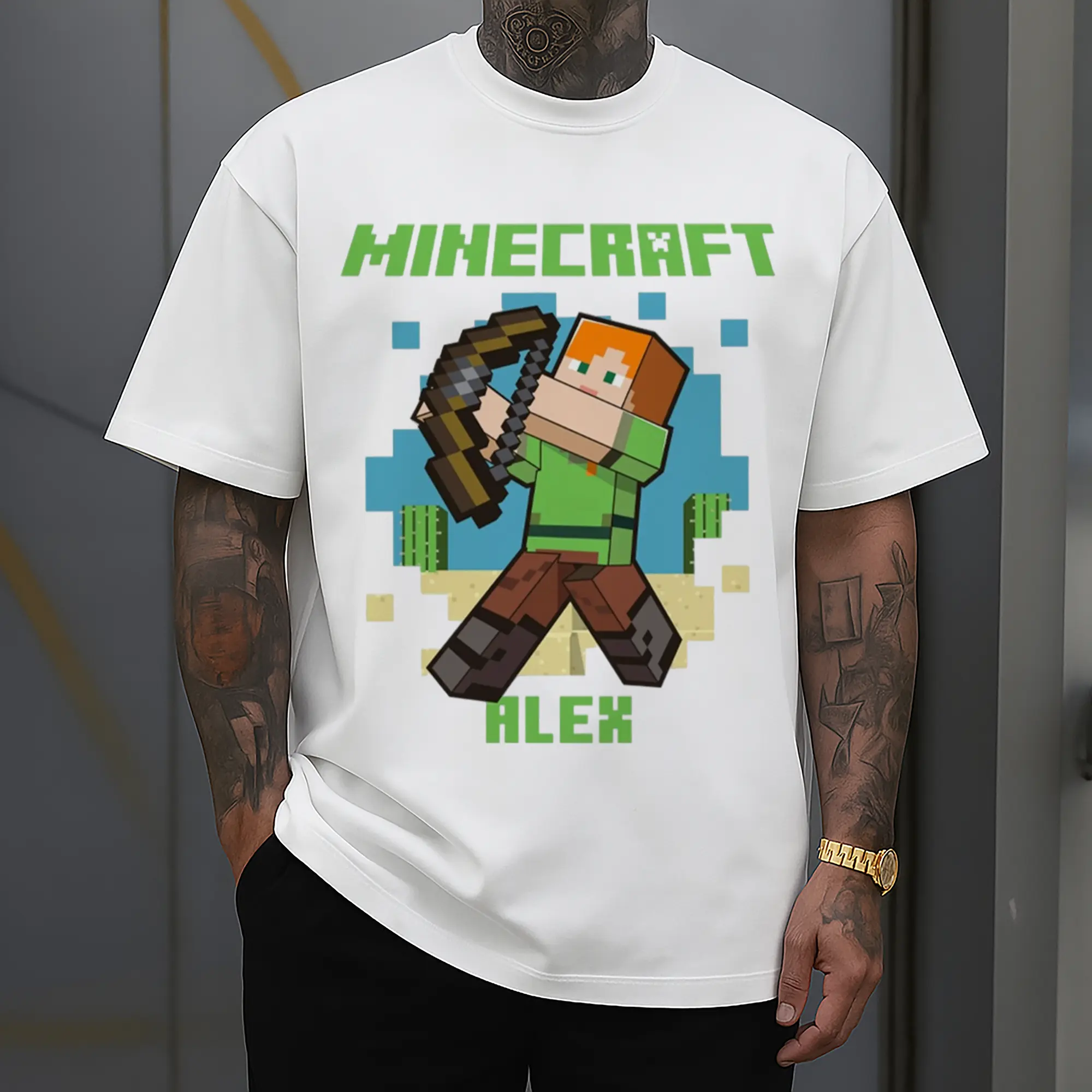 minecraft alex graphic tee