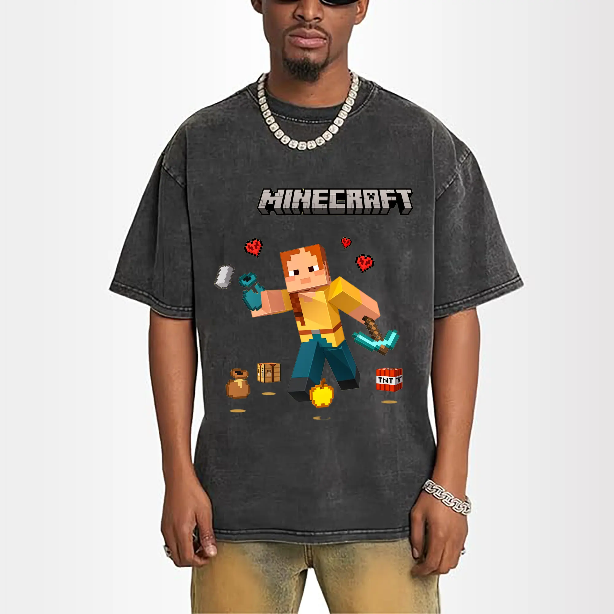 men's minecraft alex collage t shirt