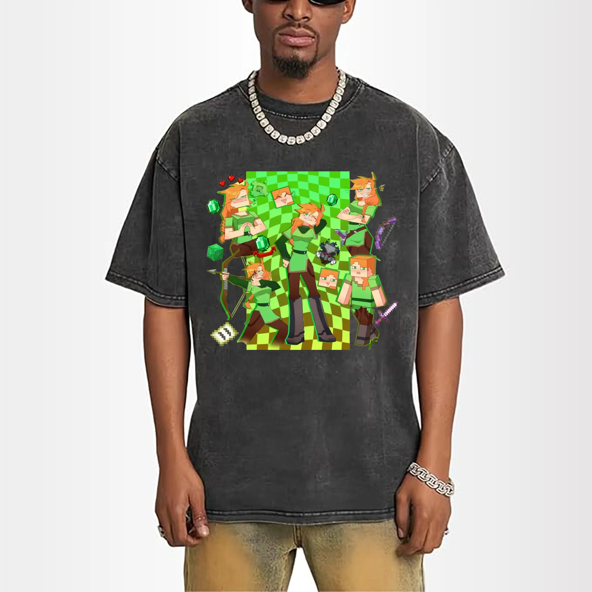 minecraft alex graphic art shirt