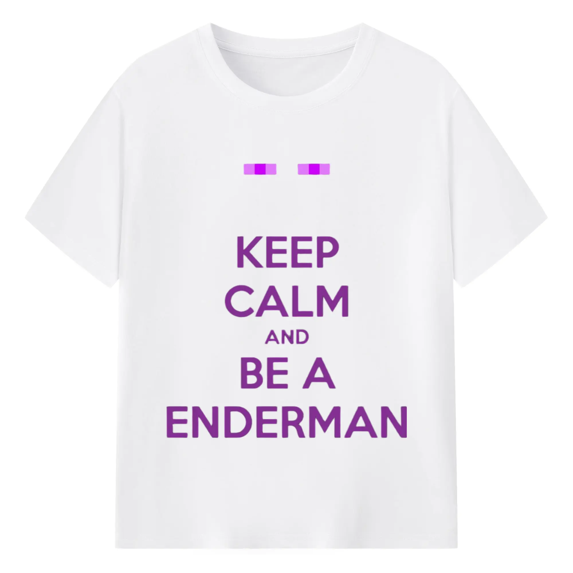 Boy's minecraft enderman logo t shirt​ - 180g Cotton T-Shirt With Front Heat Transfer Print – Soft, Lightweight, Fitted Design – Comfortable Casual Wear For Sports & Everyday Use