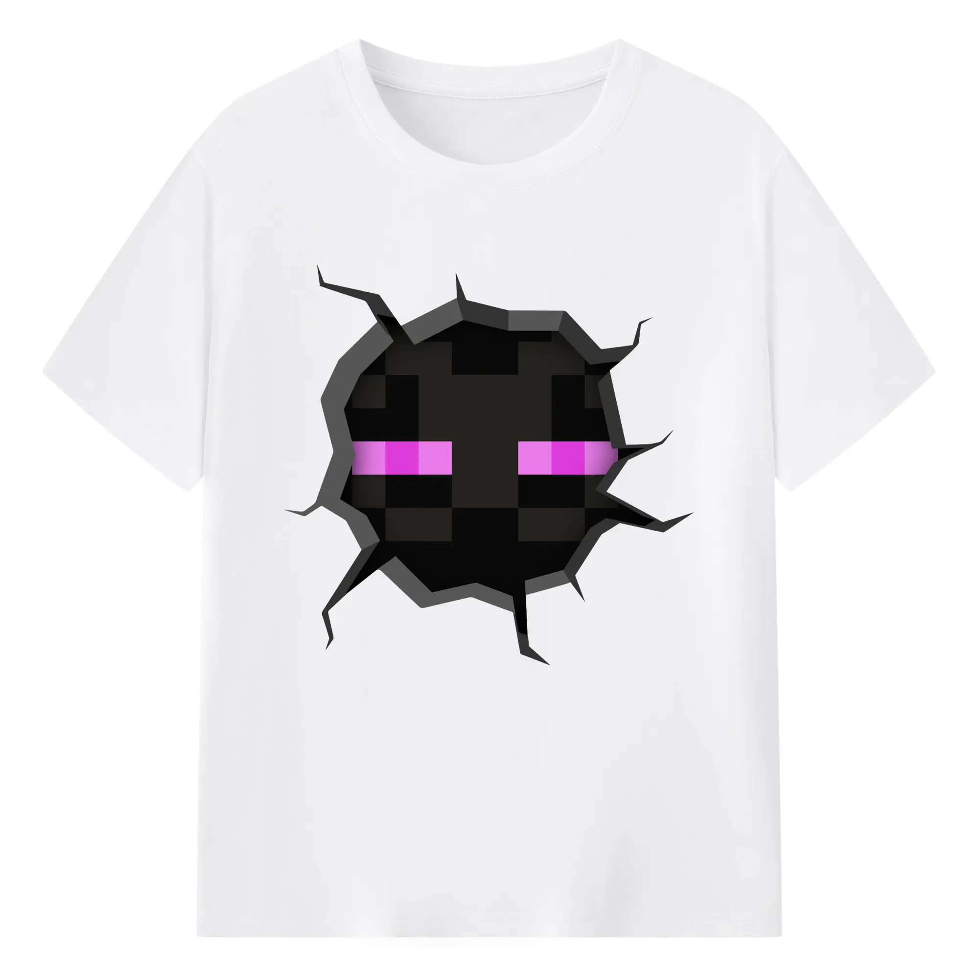 Minecraft enderman face shirt - 180g Cotton T-Shirt With Front Heat Transfer Print – Soft, Lightweight, Fitted Design – Comfortable Casual Wear For Sports & Everyday Use