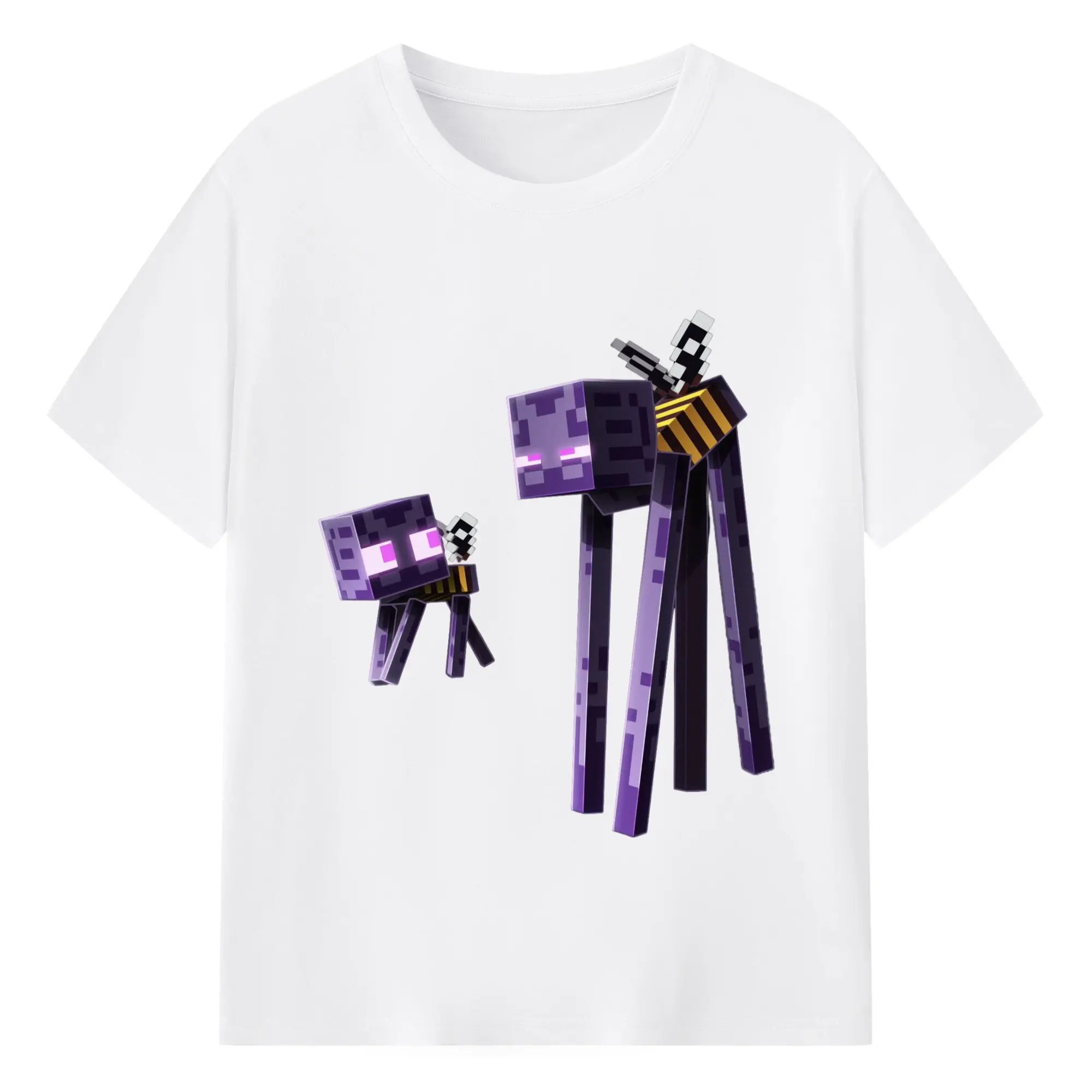 Minecraft Enderman t-shirt - 180g Cotton T-Shirt With Front Heat Transfer Print – Soft, Lightweight, Fitted Design – Comfortable Casual Wear For Sports & Everyday Use