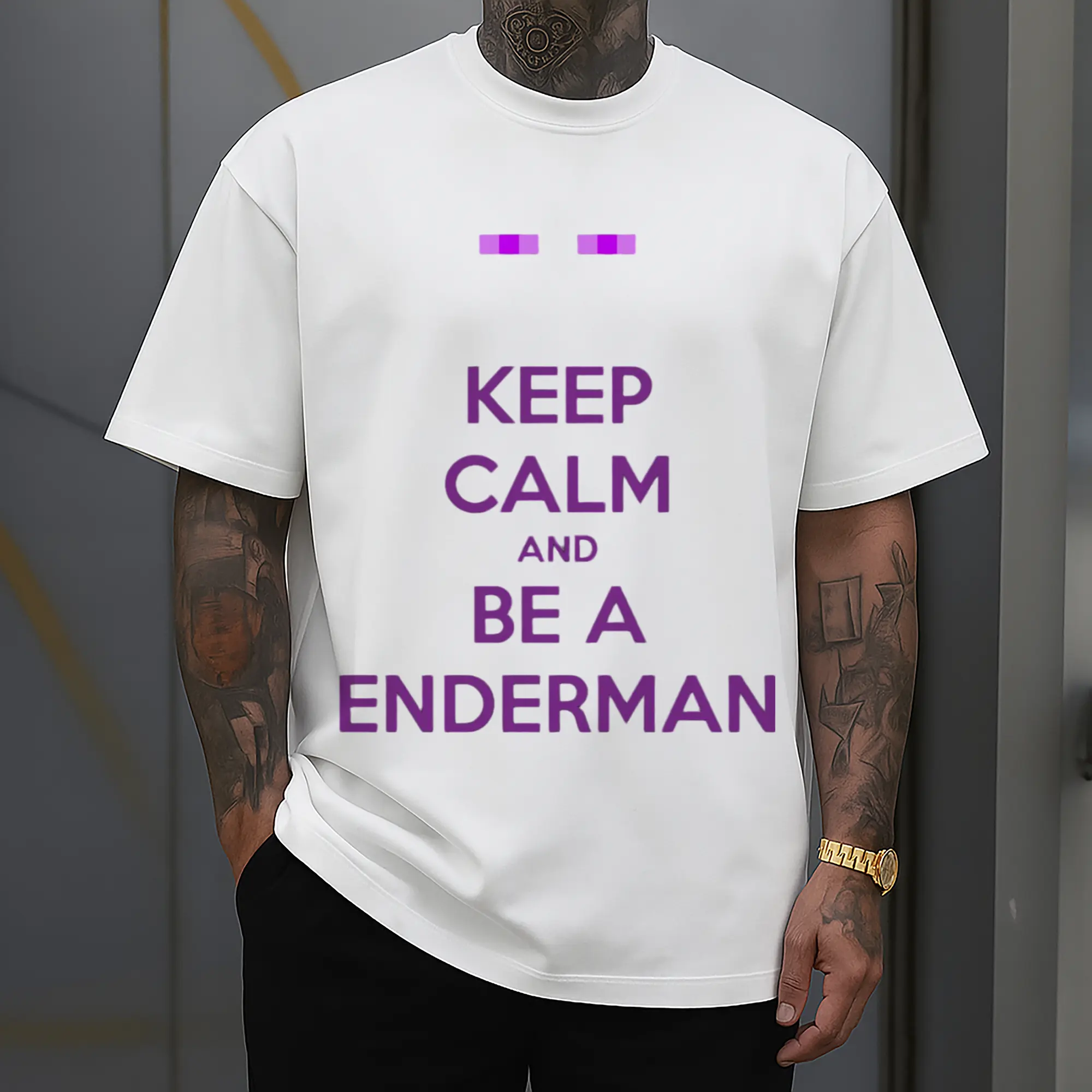 boy's minecraft enderman logo t shirt​