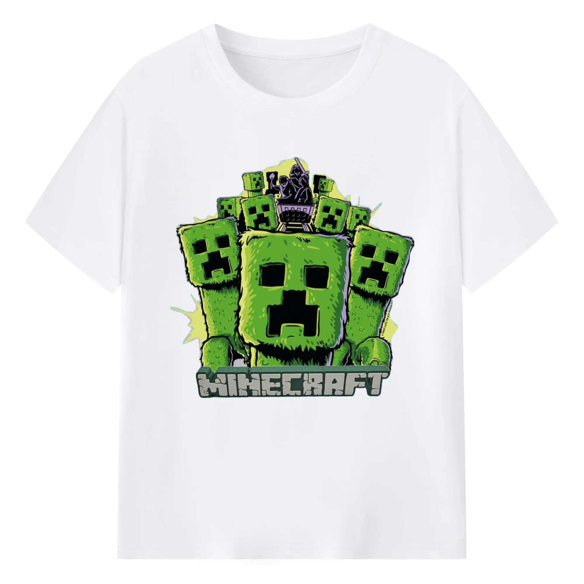 Minecraft Creeper graphic T-Shirt - 180g Cotton T-Shirt With Front Heat Transfer Print – Soft, Lightweight, Fitted Design – Comfortable Casual Wear For Sports & Everyday Use