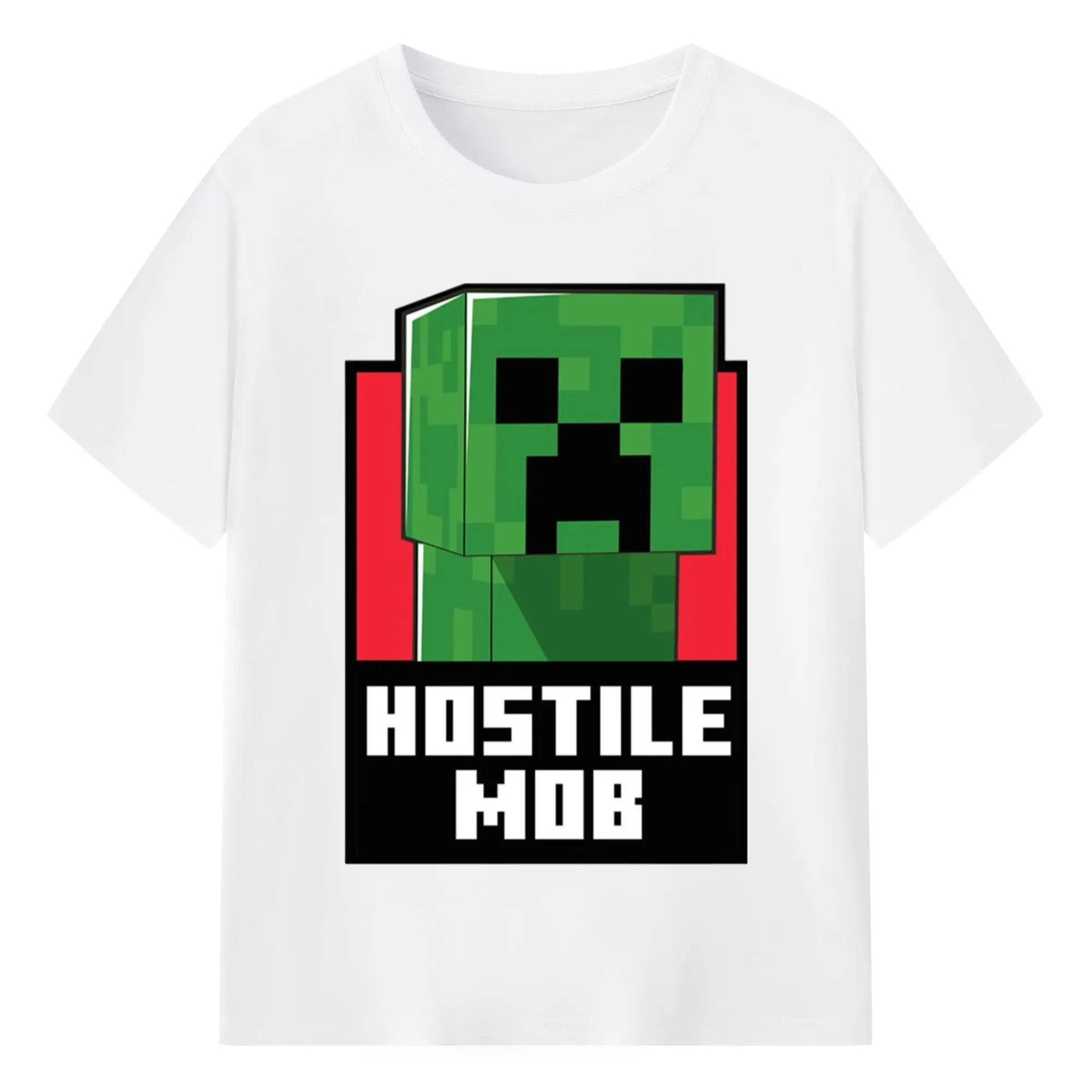 Youth minecraft creeper t shirt - 180g Cotton T-Shirt With Front Heat Transfer Print – Soft, Lightweight, Fitted Design – Comfortable Casual Wear For Sports & Everyday Use
