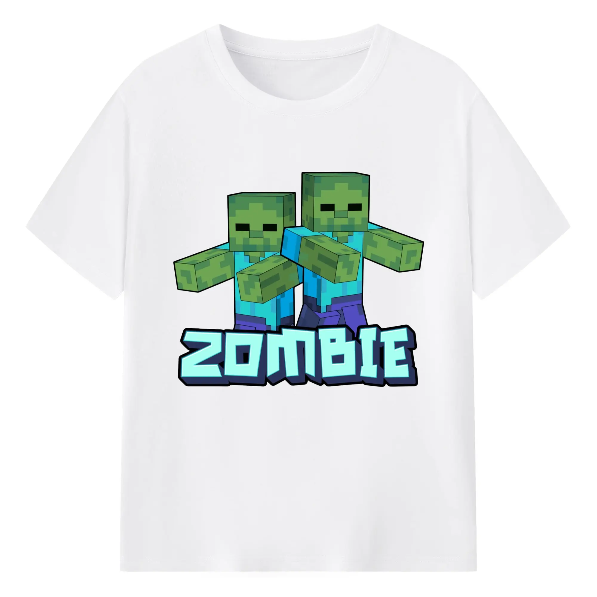 Men's Minecraft Zombies Graphic Tee - 180g Cotton T-Shirt With Front Heat Transfer Print – Soft, Lightweight, Fitted Design – Comfortable Casual Wear For Sports & Everyday Use