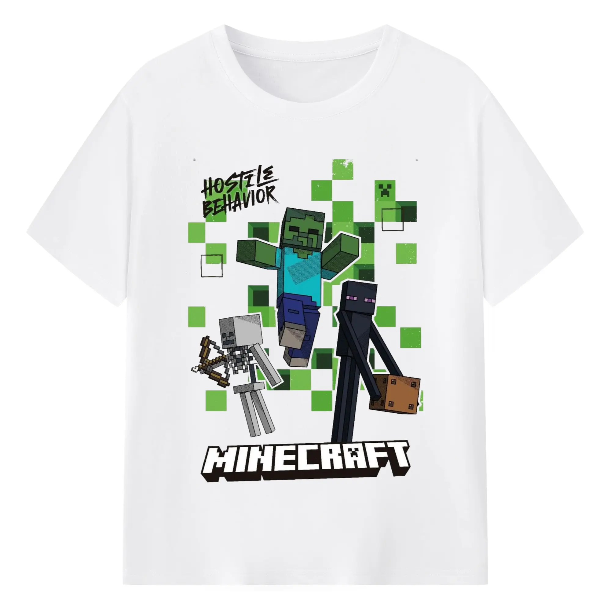 Minecraft Zombie Classic T-Shirt - 180g Cotton T-Shirt With Front Heat Transfer Print – Soft, Lightweight, Fitted Design – Comfortable Casual Wear For Sports & Everyday Use