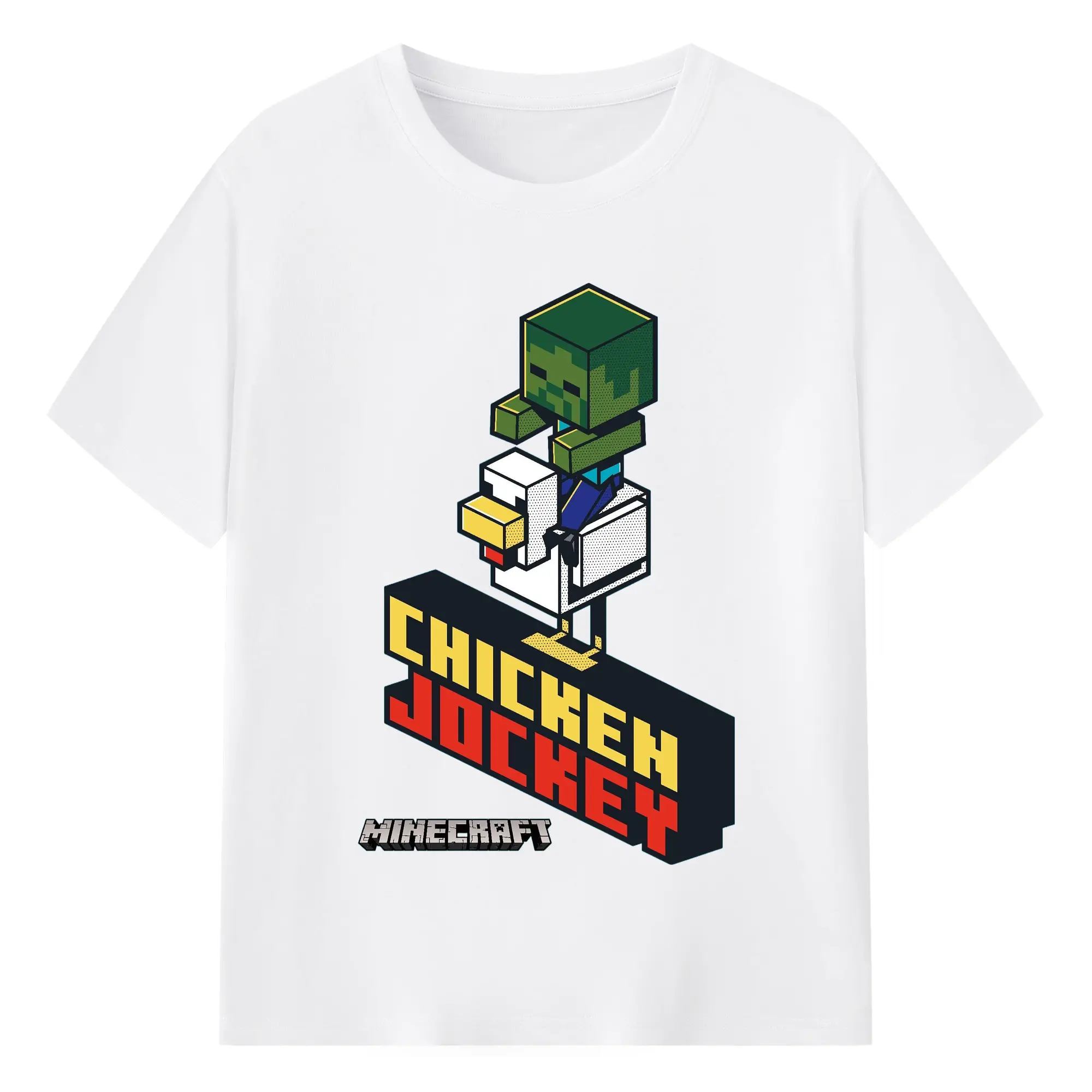 Minecraft Zombie Graphic T-Shirt - 180g Cotton T-Shirt With Front Heat Transfer Print – Soft, Lightweight, Fitted Design – Comfortable Casual Wear For Sports & Everyday Use