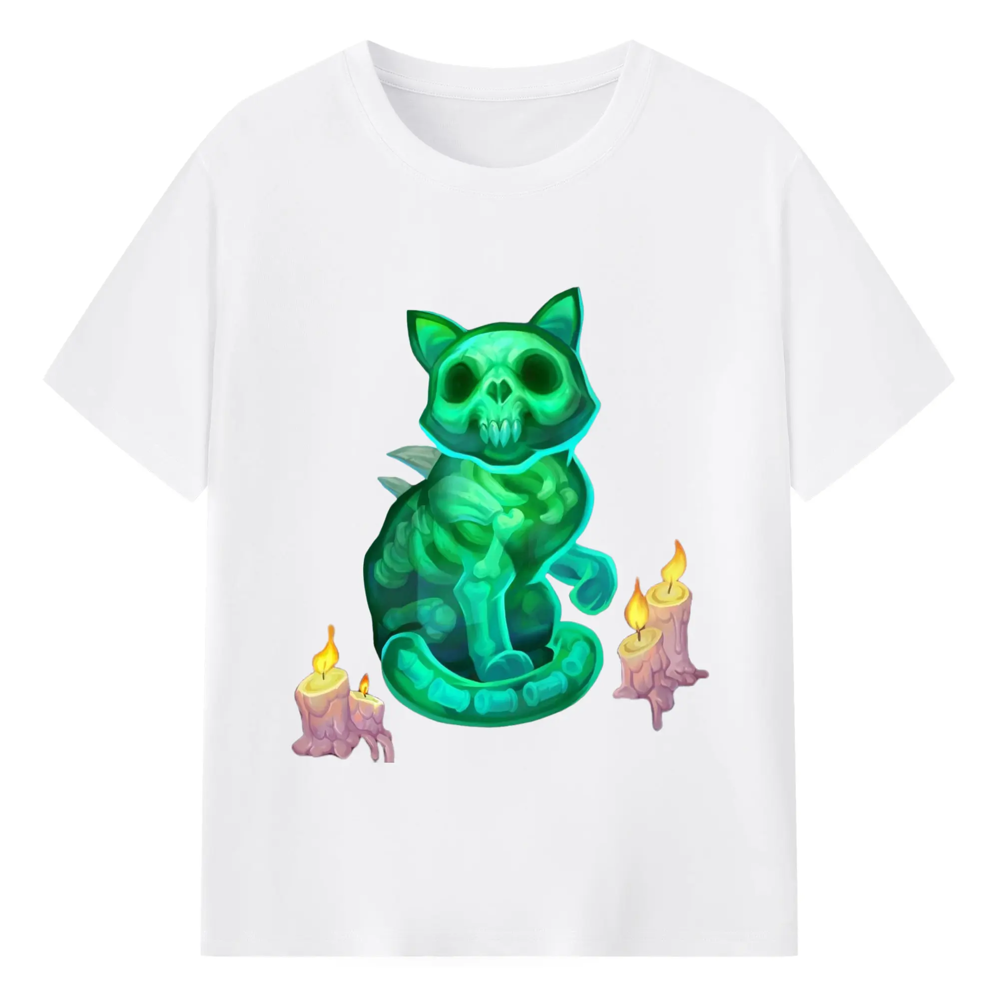 Hearthstone cat graphic tee - 180g Cotton T-Shirt With Front Heat Transfer Print – Soft, Lightweight, Fitted Design – Comfortable Casual Wear For Sports & Everyday Use