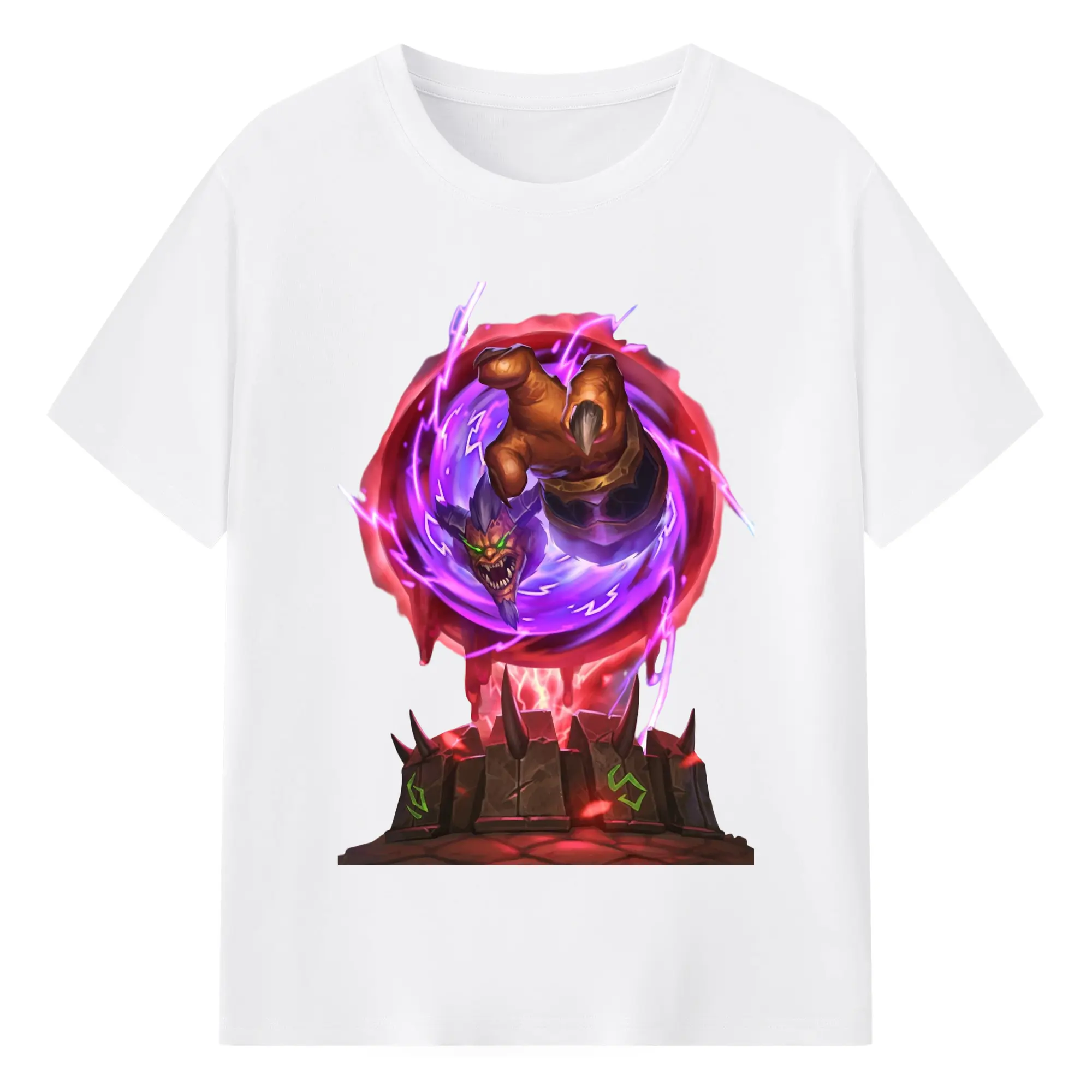 Hearthstone Demon icon t shirts - 180g Cotton T-Shirt With Front Heat Transfer Print – Soft, Lightweight, Fitted Design – Comfortable Casual Wear For Sports & Everyday Use