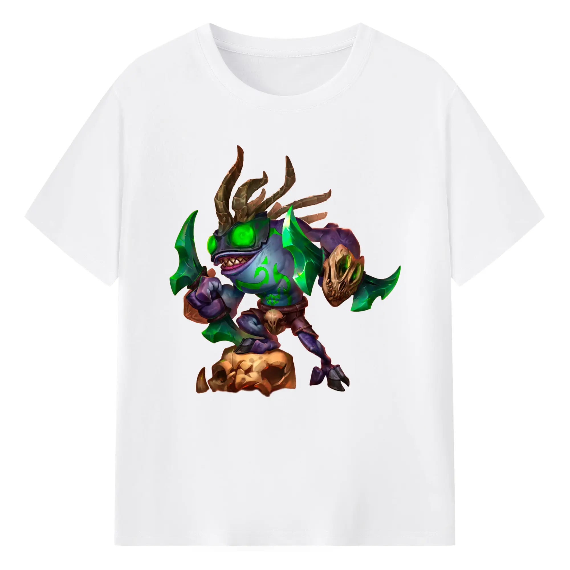 Hearthstone Demon Murloc t shirts​ - 180g Cotton T-Shirt With Front Heat Transfer Print – Soft, Lightweight, Fitted Design – Comfortable Casual Wear For Sports & Everyday Use