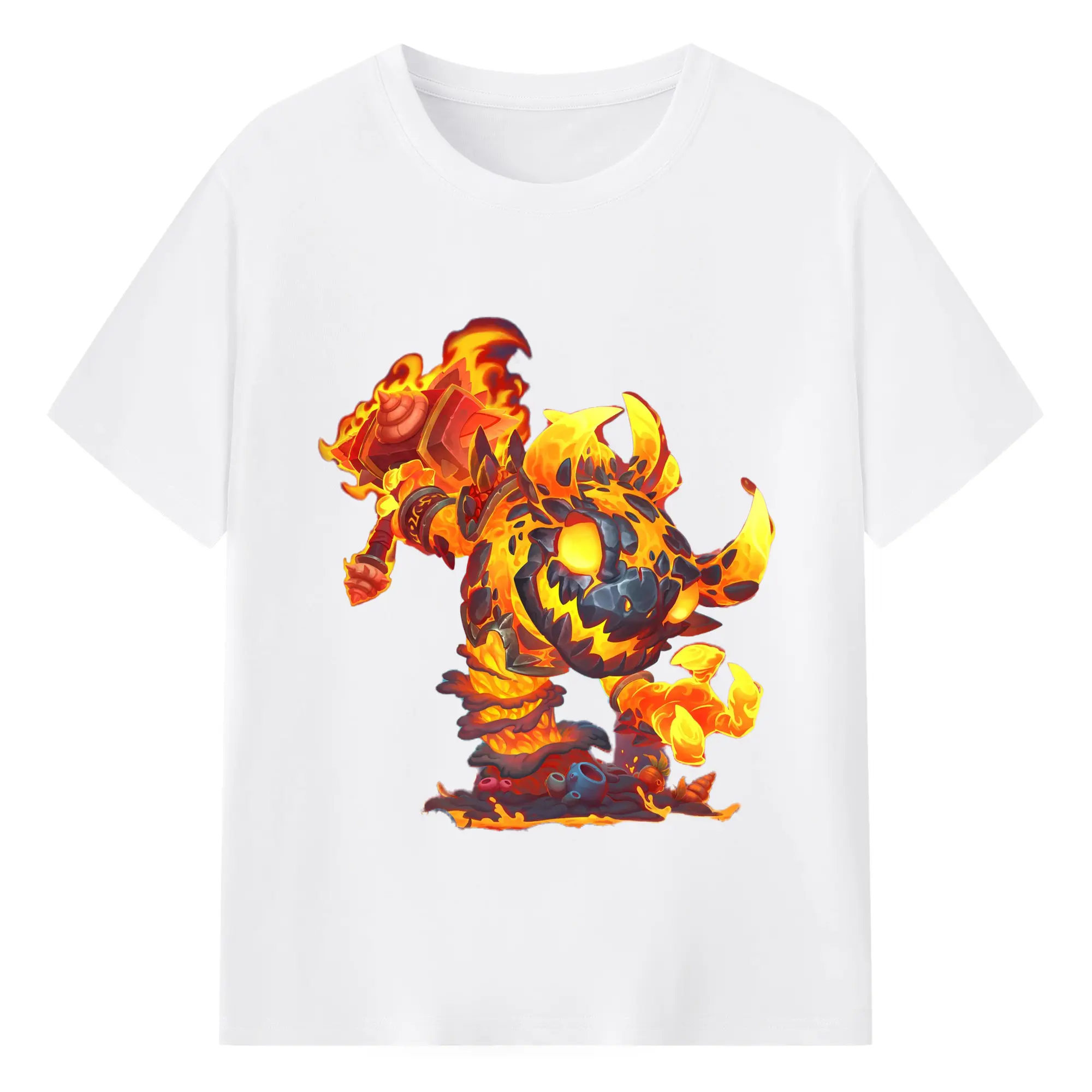 Hearthstone Elemental Lord t shirts​ - 180g Cotton T-Shirt With Front Heat Transfer Print – Soft, Lightweight, Fitted Design – Comfortable Casual Wear For Sports & Everyday Use