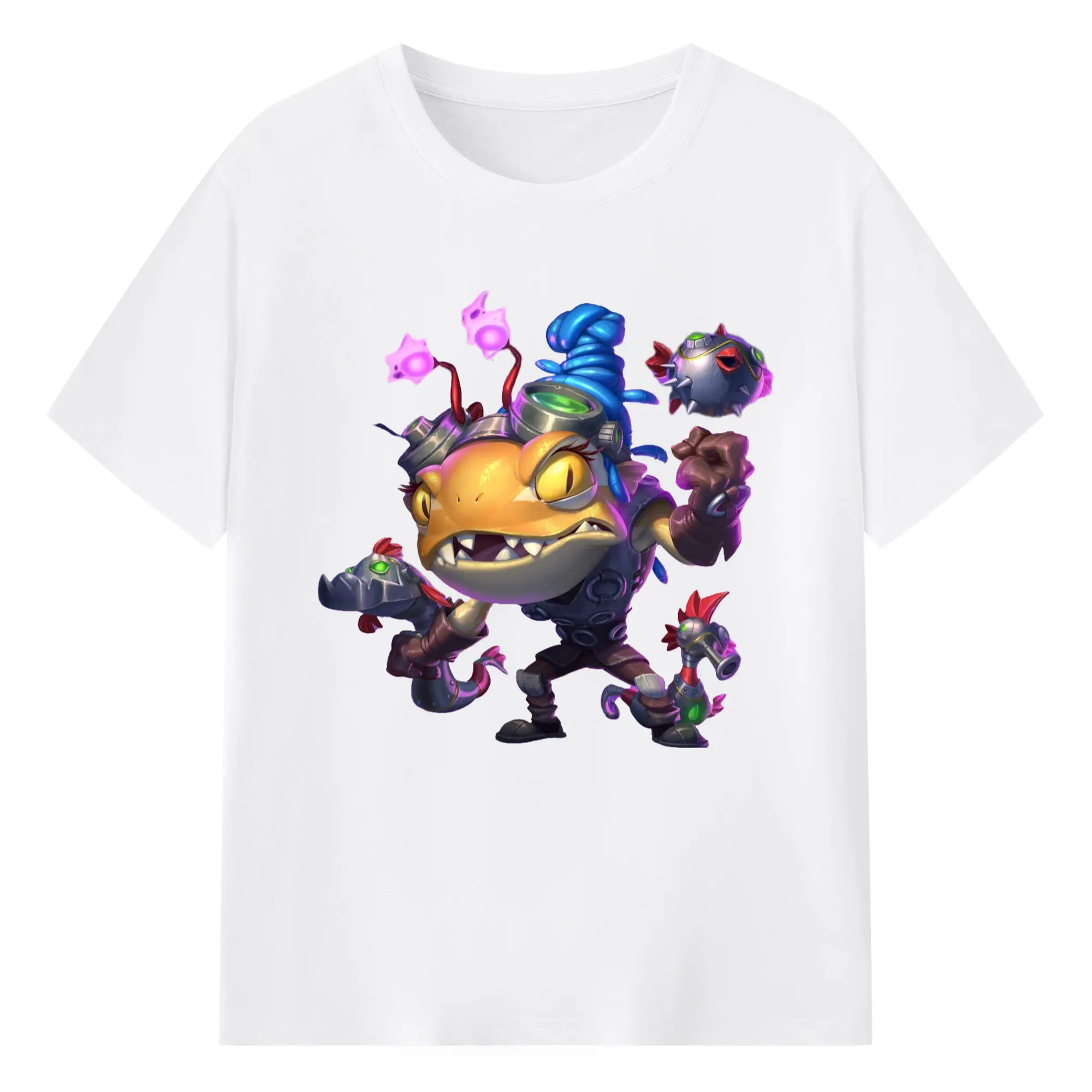 Hearthstone Gnome Murloc t shirts​ - 180g Cotton T-Shirt With Front Heat Transfer Print – Soft, Lightweight, Fitted Design – Comfortable Casual Wear For Sports & Everyday Use