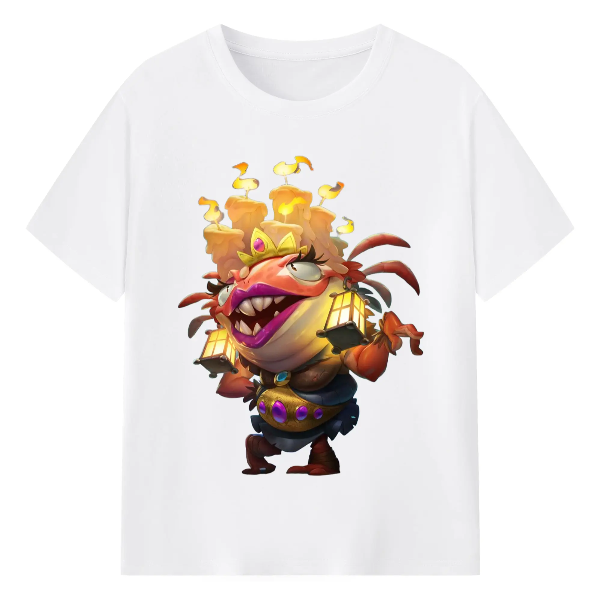 Hearthstone Murloc t shirts - 180g Cotton T-Shirt With Front Heat Transfer Print – Soft, Lightweight, Fitted Design – Comfortable Casual Wear For Sports & Everyday Use