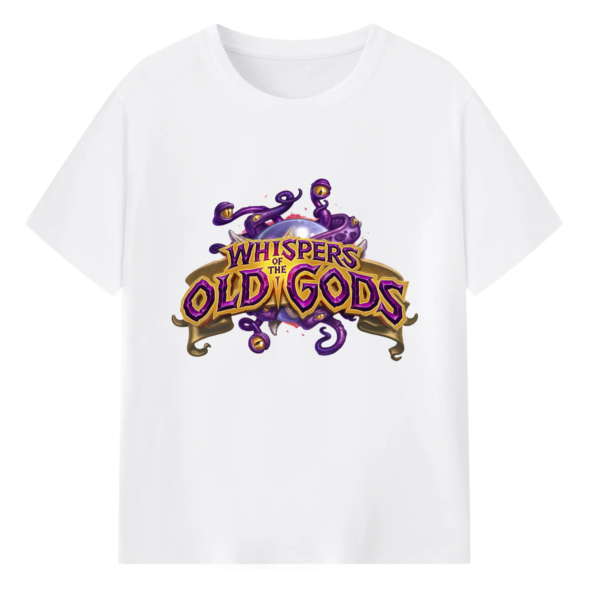 Hearthstone old gods logo shirt - 180g Cotton T-Shirt With Front Heat Transfer Print – Soft, Lightweight, Fitted Design – Comfortable Casual Wear For Sports & Everyday Use
