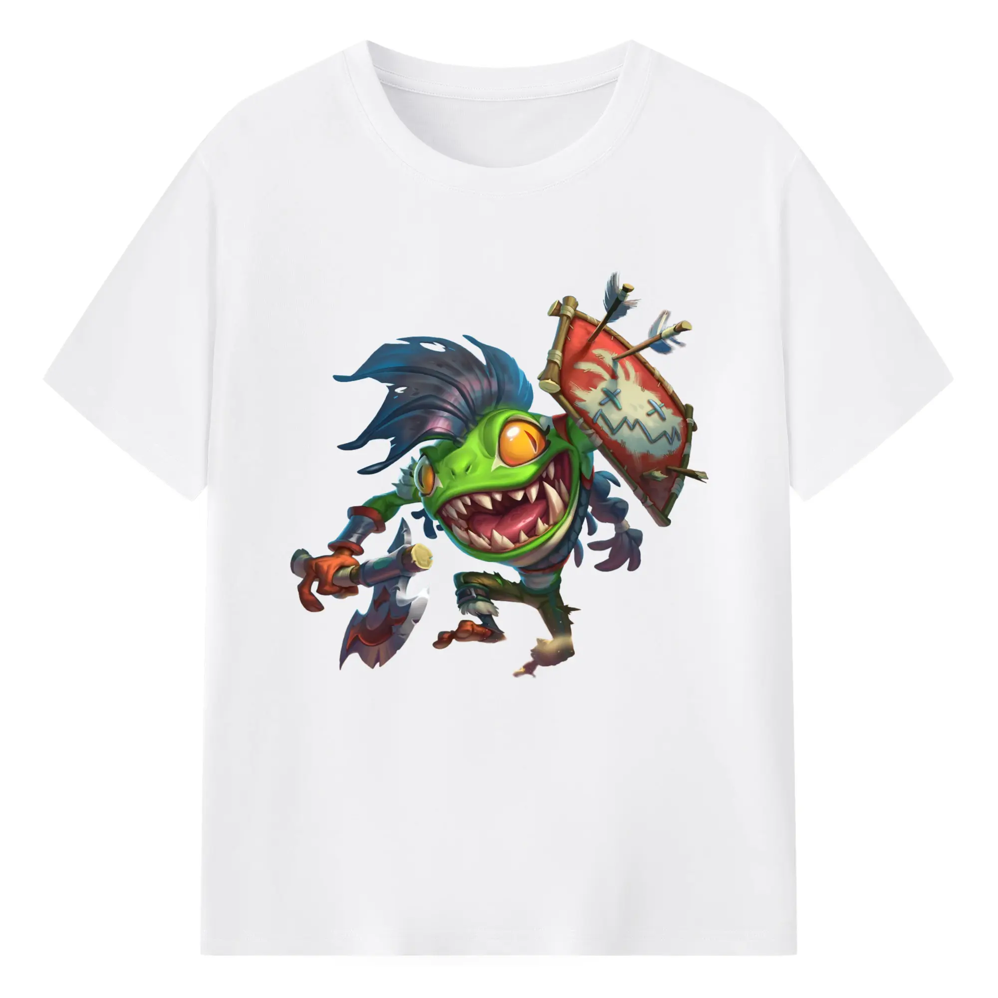 Hearthstone orc Murloct shirts - 180g Cotton T-Shirt With Front Heat Transfer Print – Soft, Lightweight, Fitted Design – Comfortable Casual Wear For Sports & Everyday Use