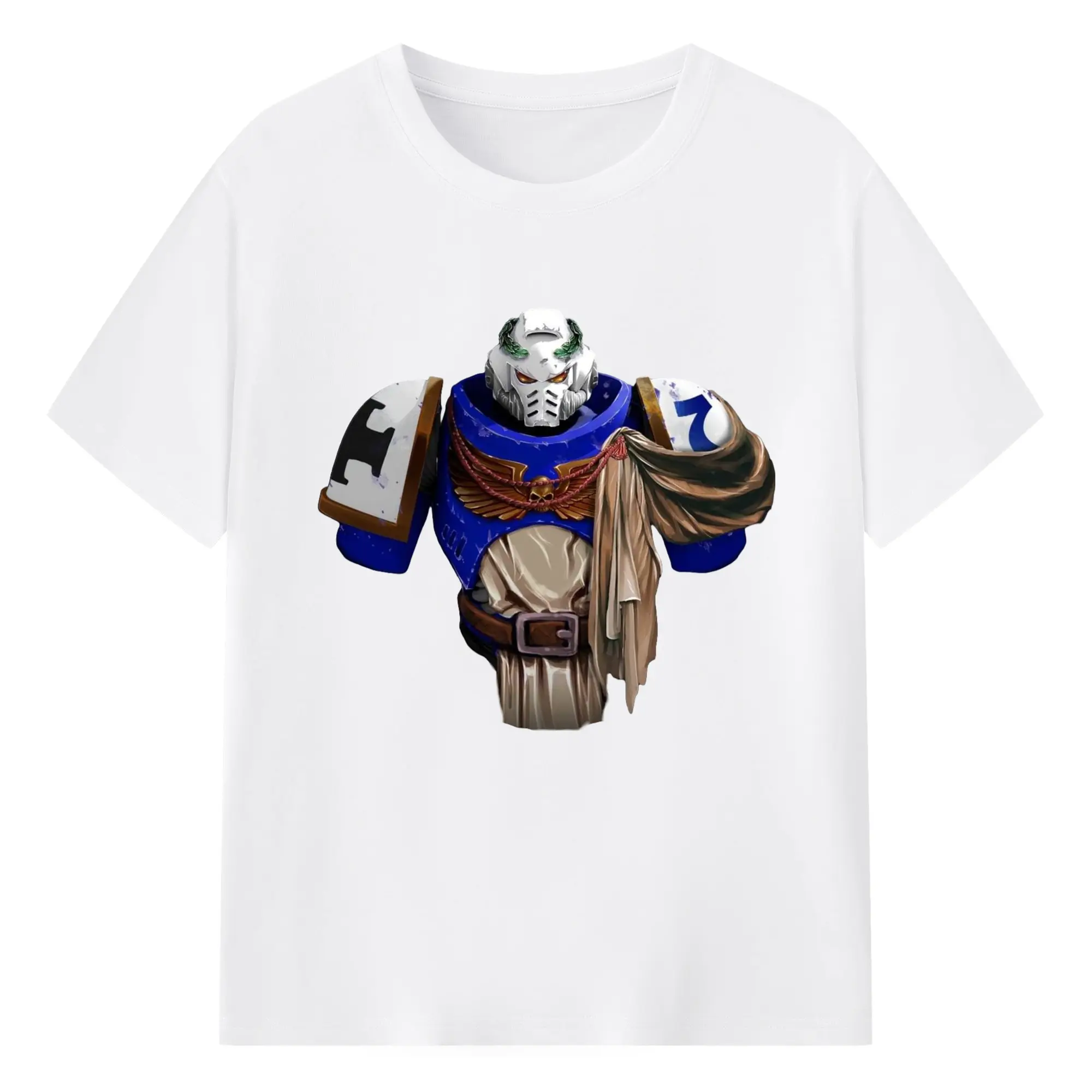 Men's warhammer 40k ultramarines t-shirt - 180g Cotton T-Shirt With Front Heat Transfer Print – Soft, Lightweight, Fitted Design – Comfortable Casual Wear For Sports & Everyday Use