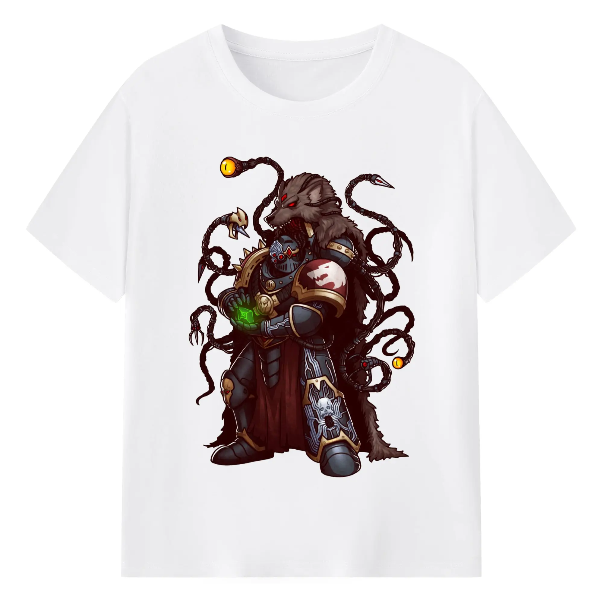 Retro warhammer 40k Space Wolves t-shirt - 180g Cotton T-Shirt With Front Heat Transfer Print – Soft, Lightweight, Fitted Design – Comfortable Casual Wear For Sports & Everyday Use