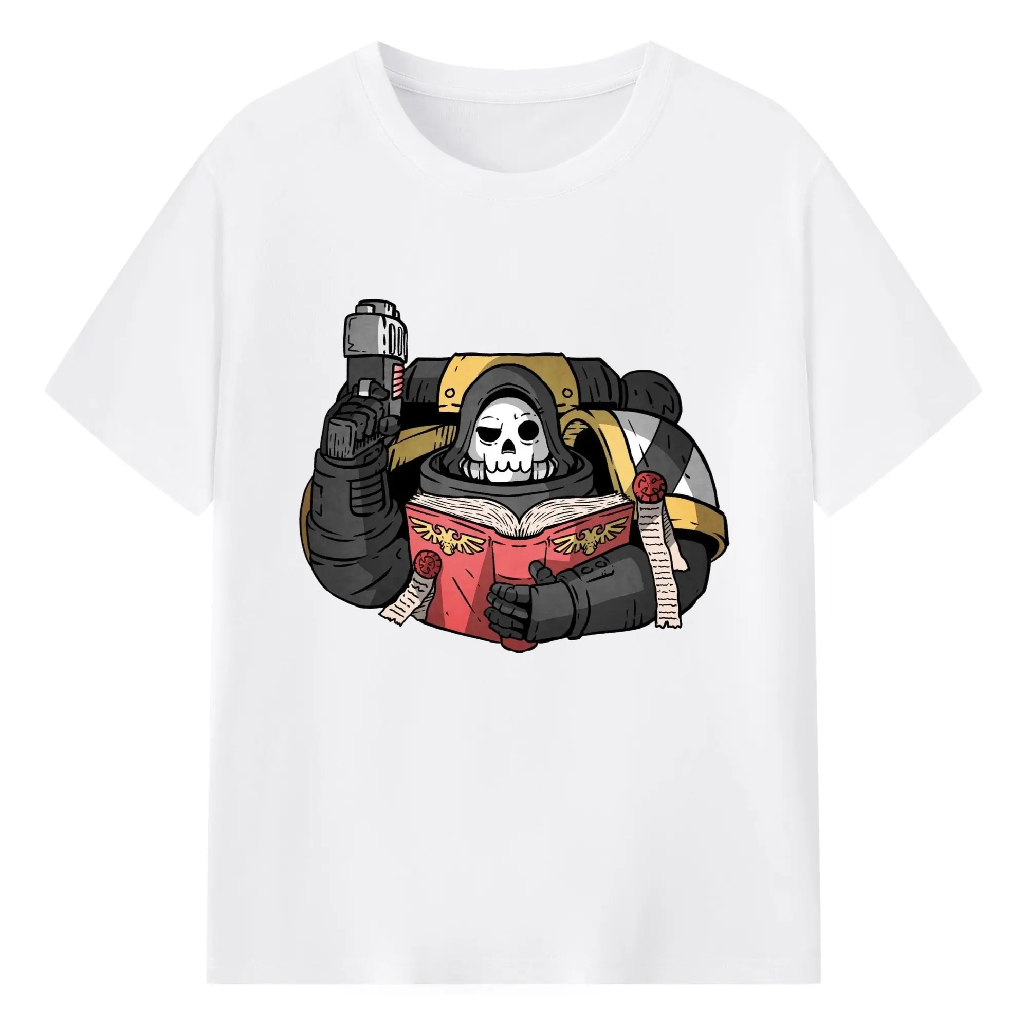 Vintage warhammer 40k cartoon t-shirt - 180g Cotton T-Shirt With Front Heat Transfer Print – Soft, Lightweight, Fitted Design – Comfortable Casual Wear For Sports & Everyday Use