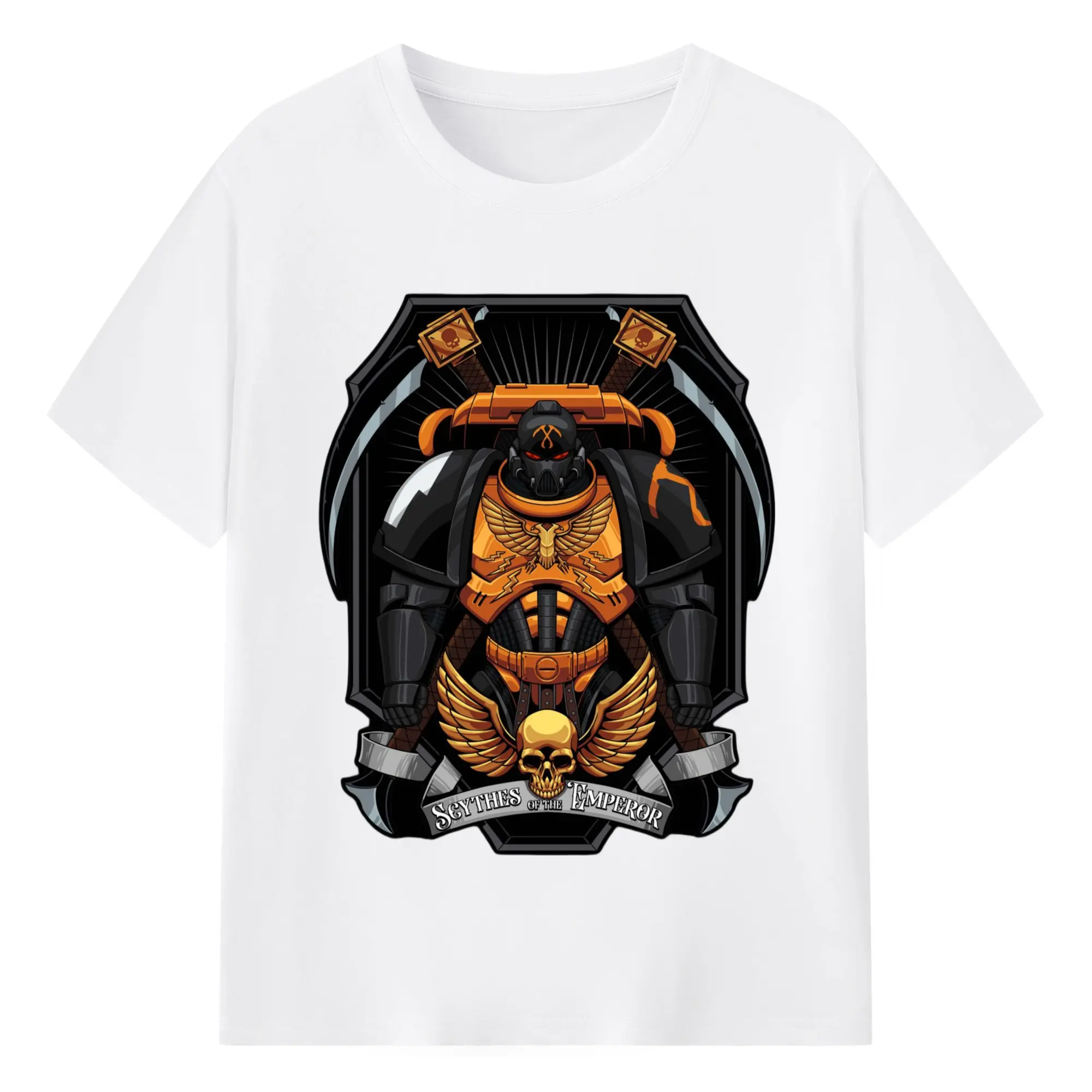 Vintage warhammer 40k scythes of the emperor t-shirt - 180g Cotton T-Shirt With Front Heat Transfer Print – Soft, Lightweight, Fitted Design – Comfortable Casual Wear For Sports & Everyday Use