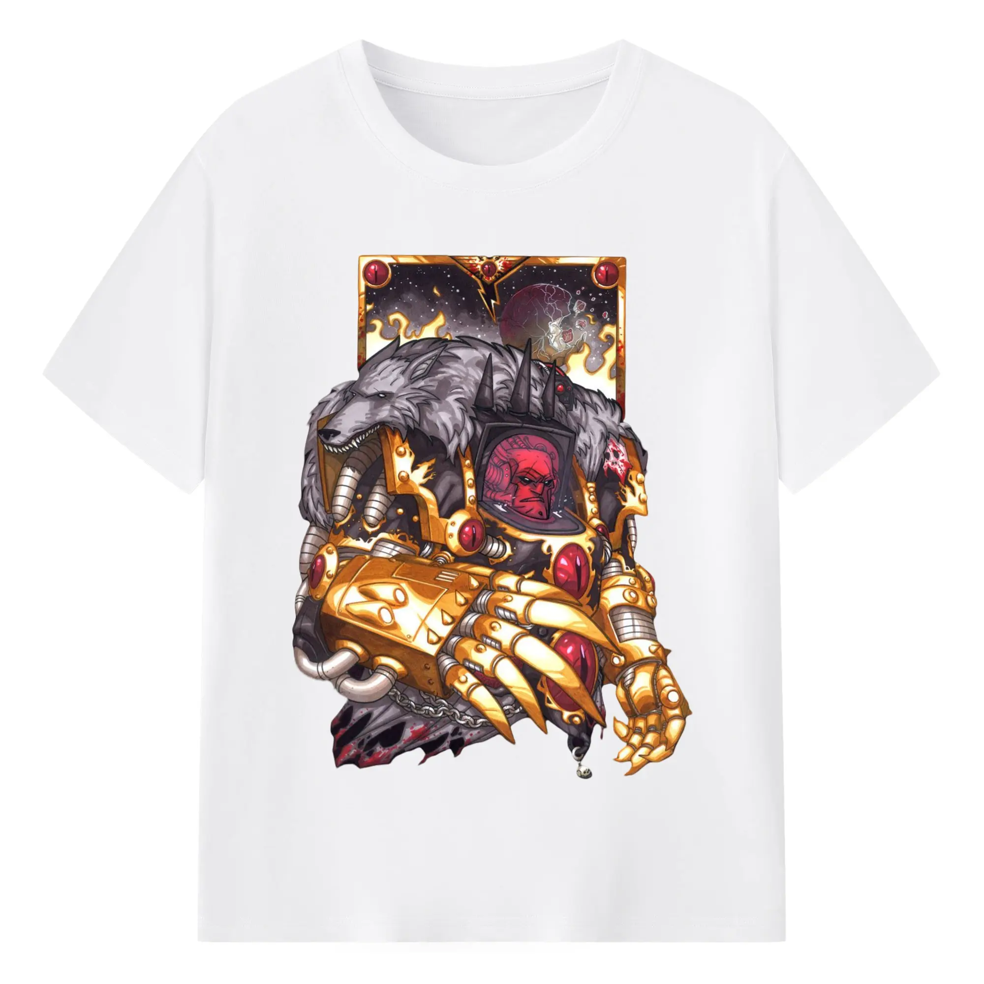 Vintage warhammer 40k Space Wolves t-shirt - 180g Cotton T-Shirt With Front Heat Transfer Print – Soft, Lightweight, Fitted Design – Comfortable Casual Wear For Sports & Everyday Use