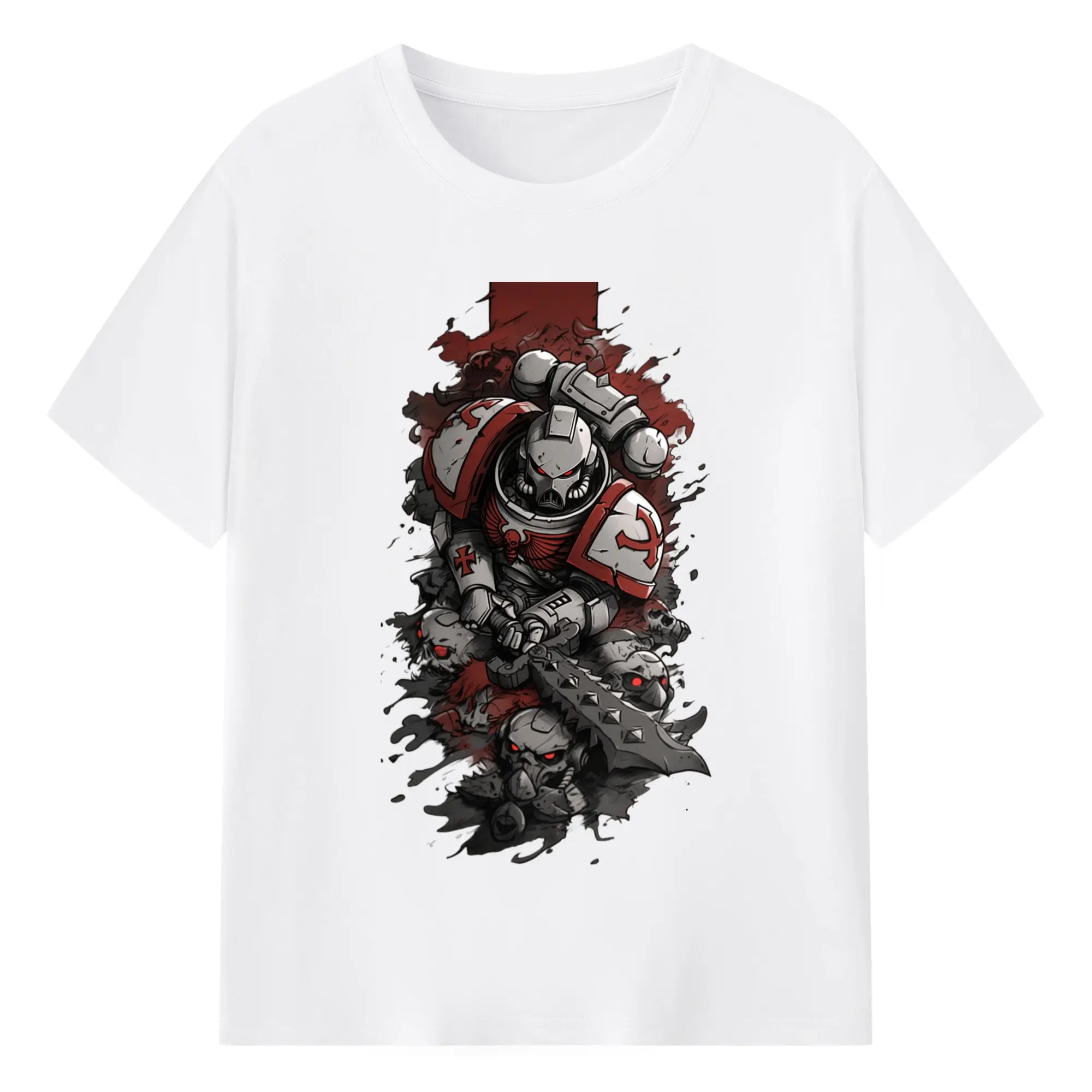 Warhammer 40k black templars t shirt​ - 180g Cotton T-Shirt With Front Heat Transfer Print – Soft, Lightweight, Fitted Design – Comfortable Casual Wear For Sports & Everyday Use