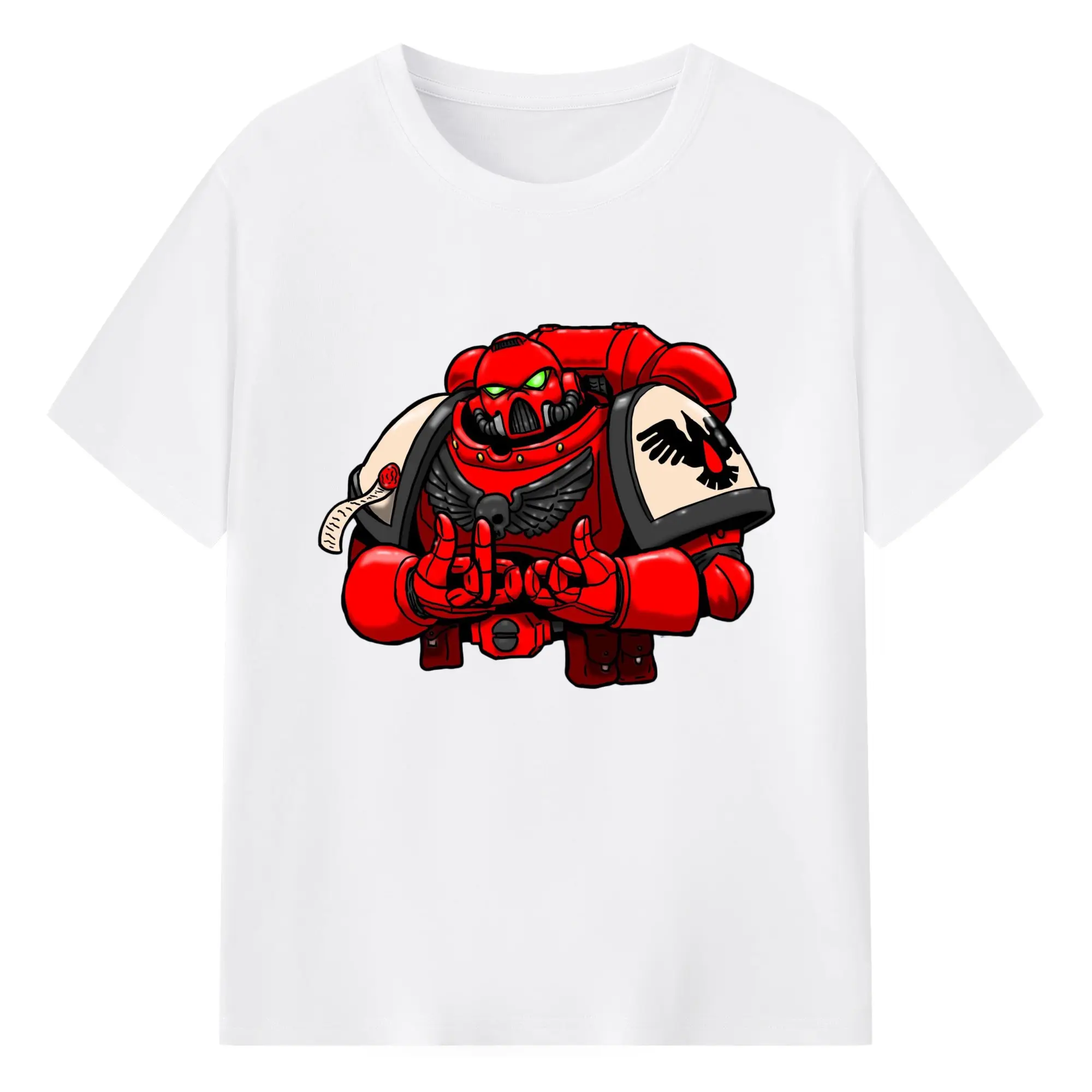 Warhammer 40k blood angels t shirt​ - 180g Cotton T-Shirt With Front Heat Transfer Print – Soft, Lightweight, Fitted Design – Comfortable Casual Wear For Sports & Everyday Use