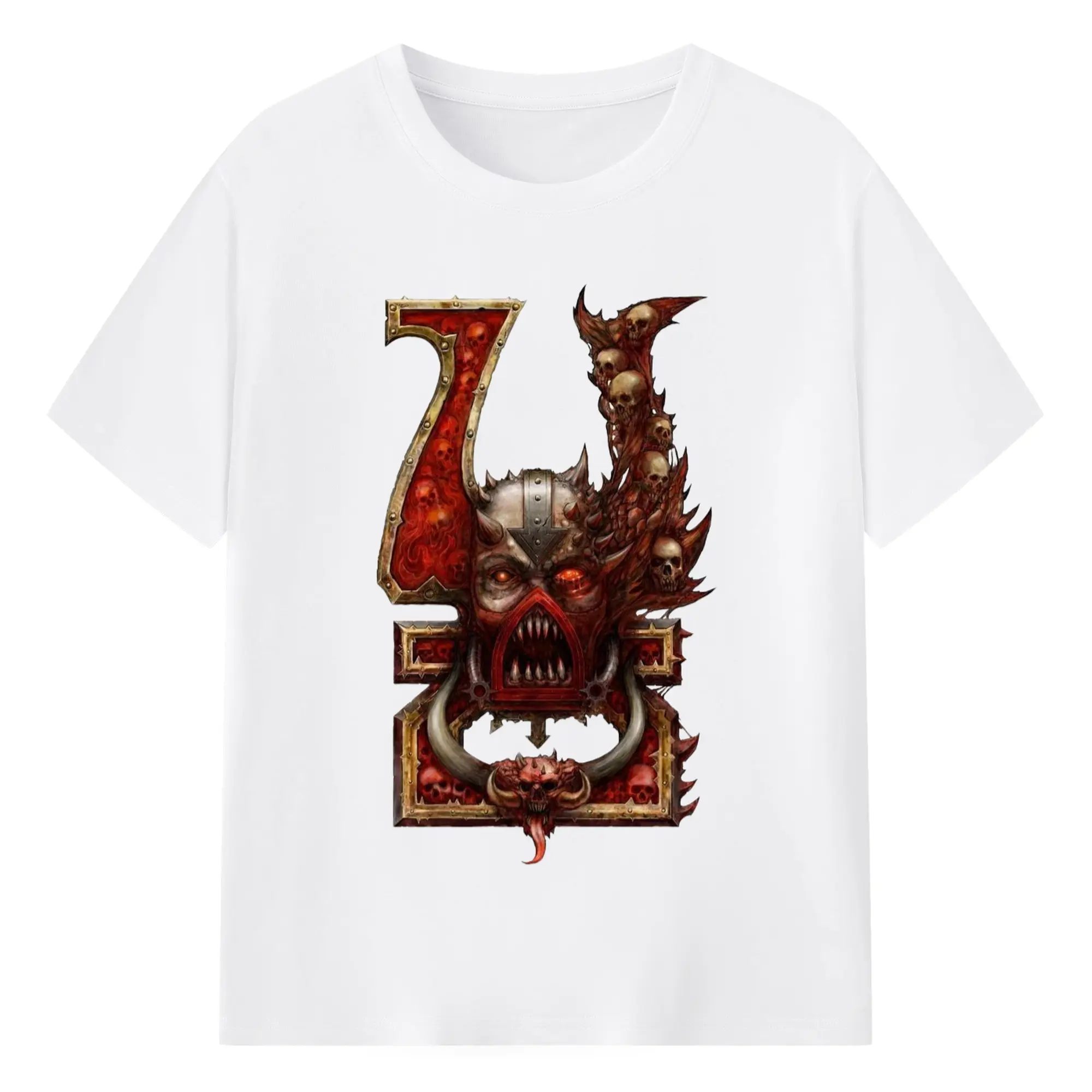 Warhammer 40k chaos armies t-shirt - 180g Cotton T-Shirt With Front Heat Transfer Print – Soft, Lightweight, Fitted Design – Comfortable Casual Wear For Sports & Everyday Use