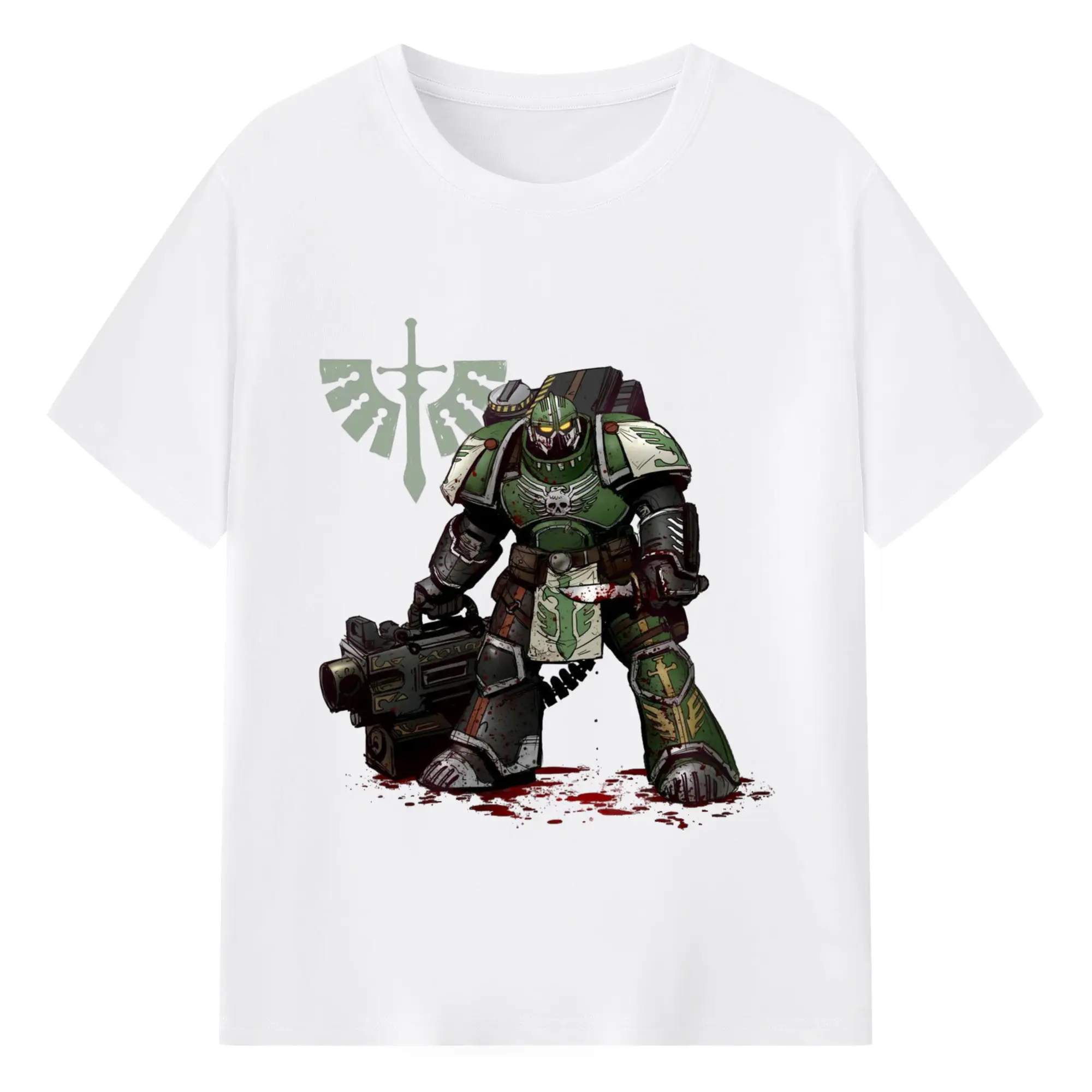 Warhammer 40k dark angels tee - 180g Cotton T-Shirt With Front Heat Transfer Print – Soft, Lightweight, Fitted Design – Comfortable Casual Wear For Sports & Everyday Use