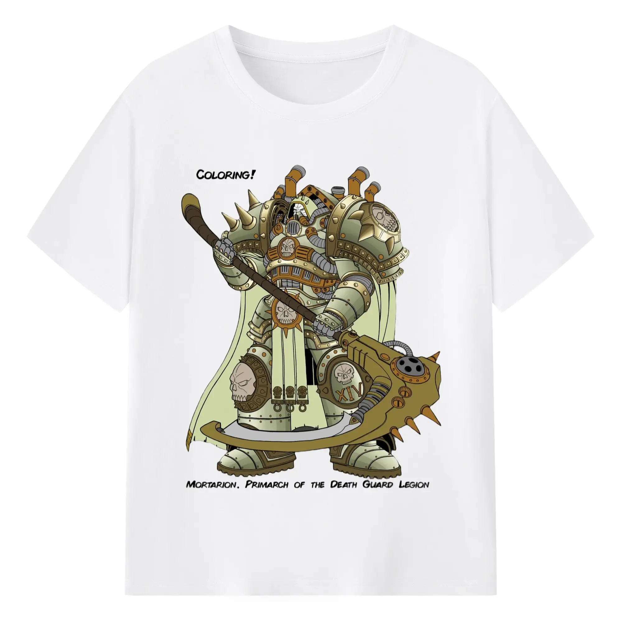 Warhammer 40k Mortarion t-shirt - 180g Cotton T-Shirt With Front Heat Transfer Print – Soft, Lightweight, Fitted Design – Comfortable Casual Wear For Sports & Everyday Use