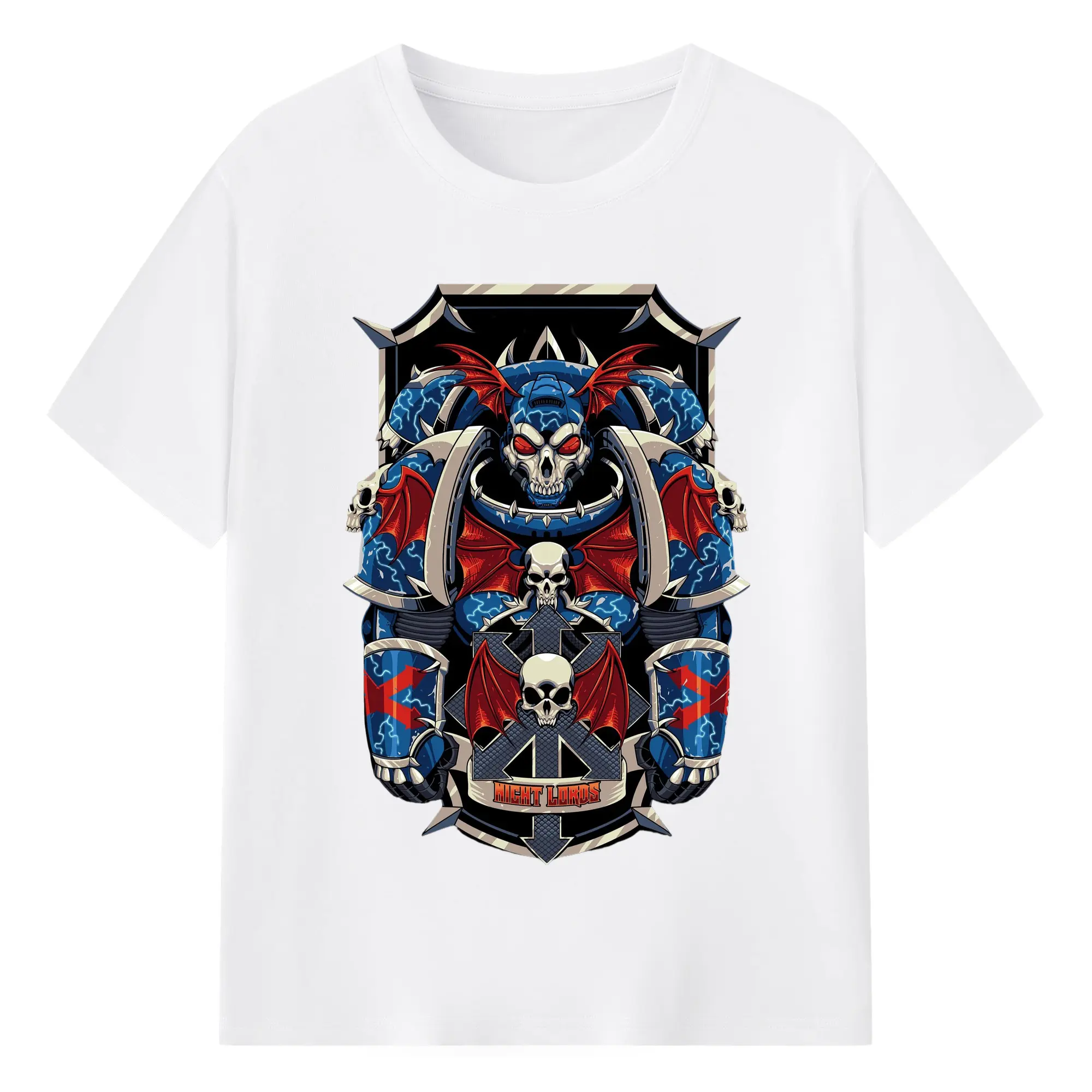 Warhammer 40k night lords t shirt​ - 180g Cotton T-Shirt With Front Heat Transfer Print – Soft, Lightweight, Fitted Design – Comfortable Casual Wear For Sports & Everyday Use