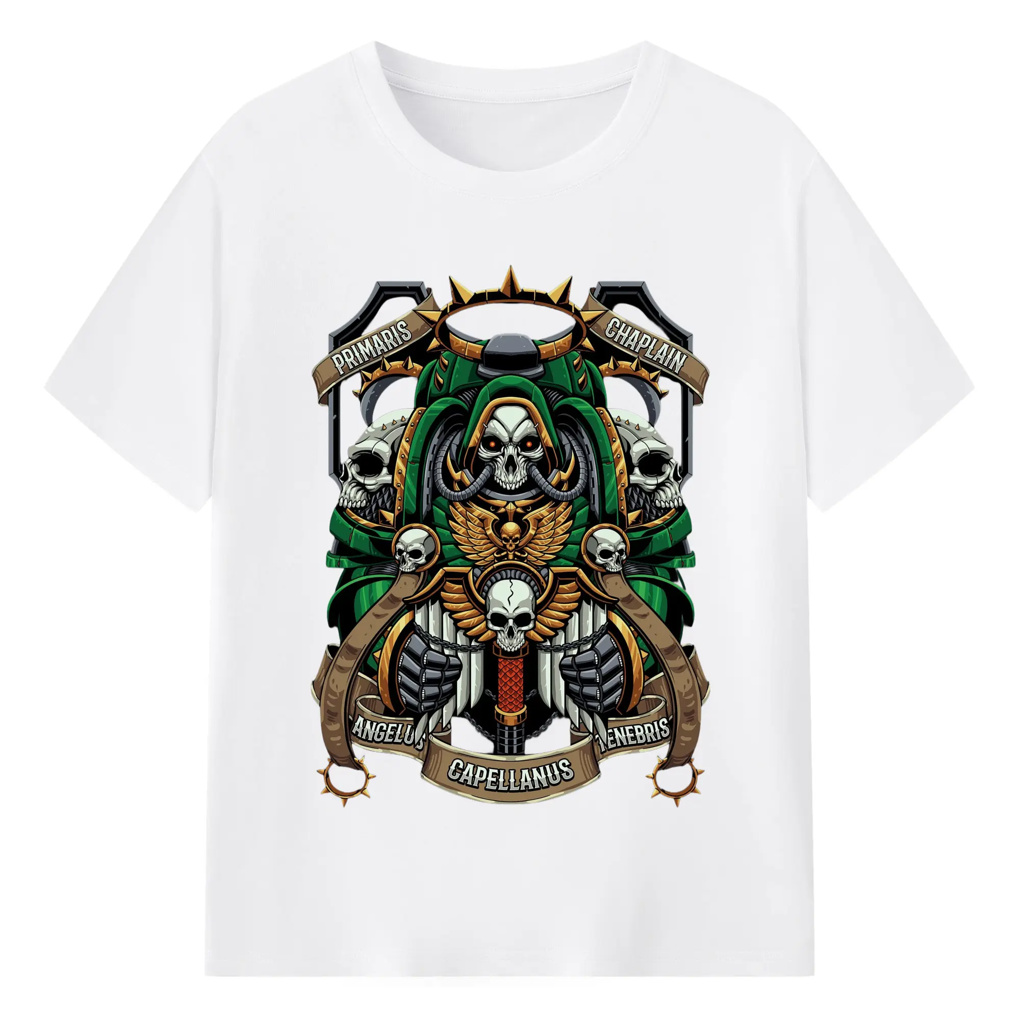 Warhammer 40k primaris chaplain t-shirt - 180g Cotton T-Shirt With Front Heat Transfer Print – Soft, Lightweight, Fitted Design – Comfortable Casual Wear For Sports & Everyday Use