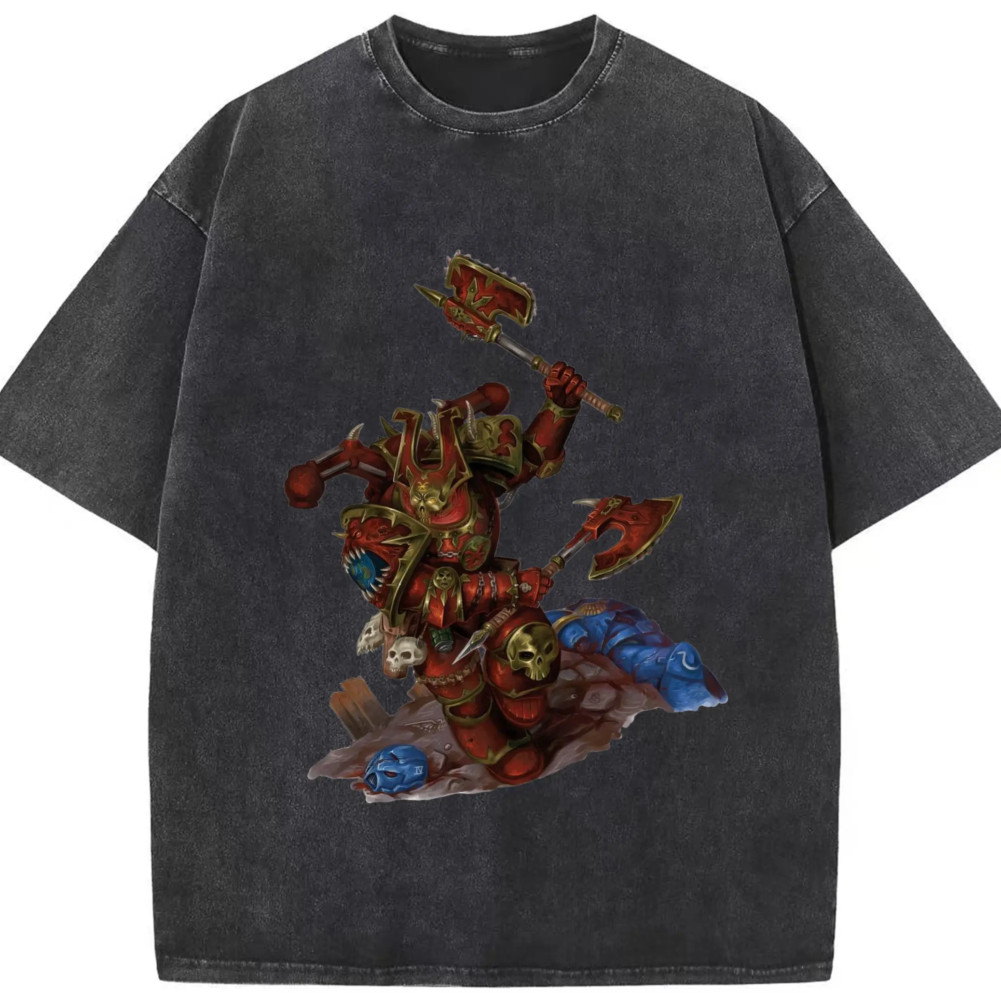 Total war warhammer Chaos Armies t shirt​ - Washed Vintage Look 230g Cotton Oversized T-Shirt With Front Heat Transfer Print – Soft, Lightweight, Stylish Fit – Comfortable Casual Wear For Sports & Everyday Use