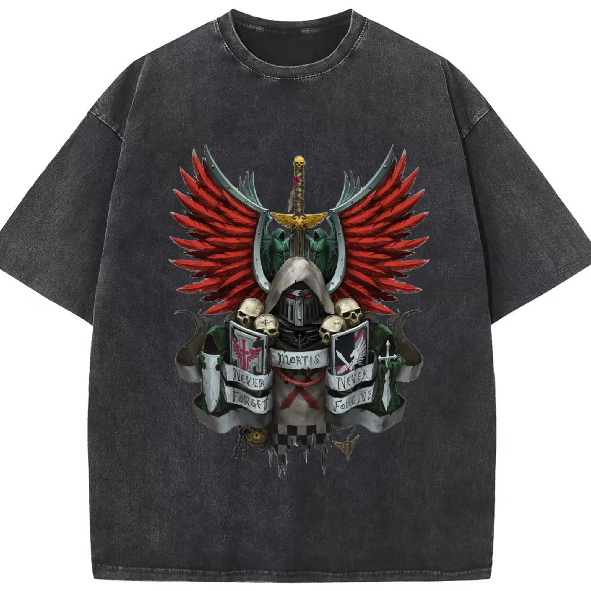 Vintage warhammer 40k icon tee - Washed Vintage Look 230g Cotton Oversized T-Shirt With Front Heat Transfer Print – Soft, Lightweight, Stylish Fit – Comfortable Casual Wear For Sports & Everyday Use