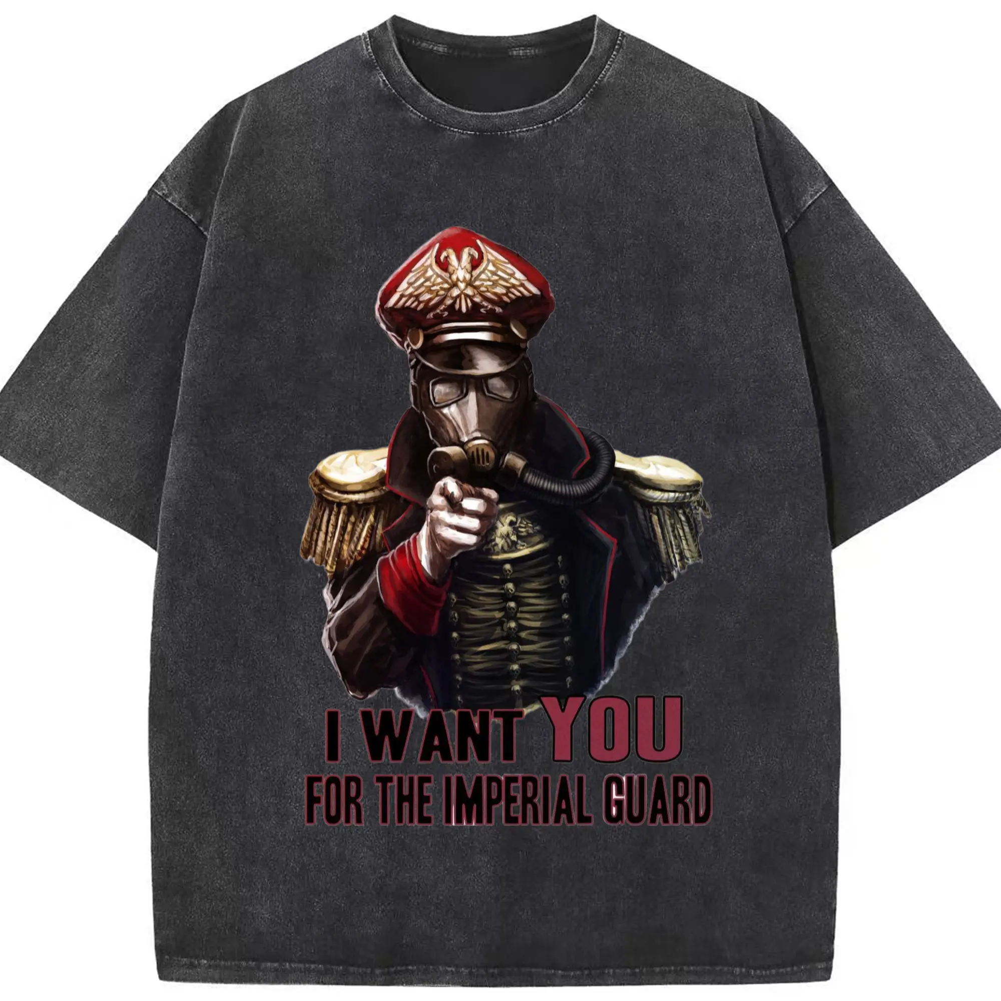 Warhammer 40k i want you t-shirt - Washed Vintage Look 230g Cotton Oversized T-Shirt With Front Heat Transfer Print – Soft, Lightweight, Stylish Fit – Comfortable Casual Wear For Sports & Everyday Use