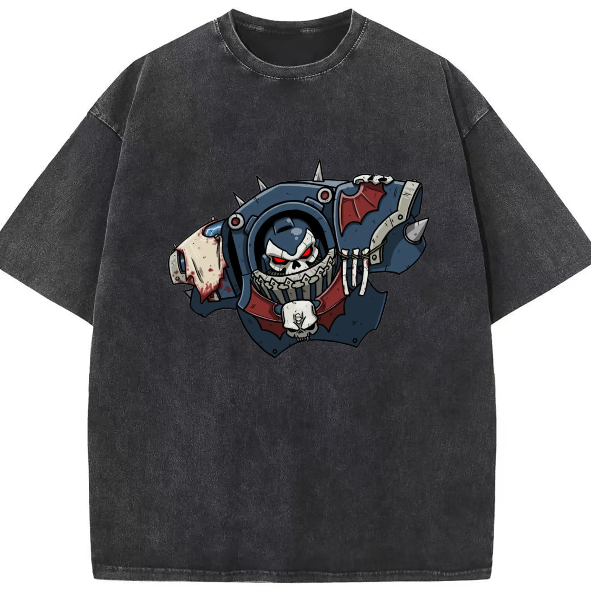 Warhammer 40k night loard t-shirt - Washed Vintage Look 230g Cotton Oversized T-Shirt With Front Heat Transfer Print – Soft, Lightweight, Stylish Fit – Comfortable Casual Wear For Sports & Everyday Use