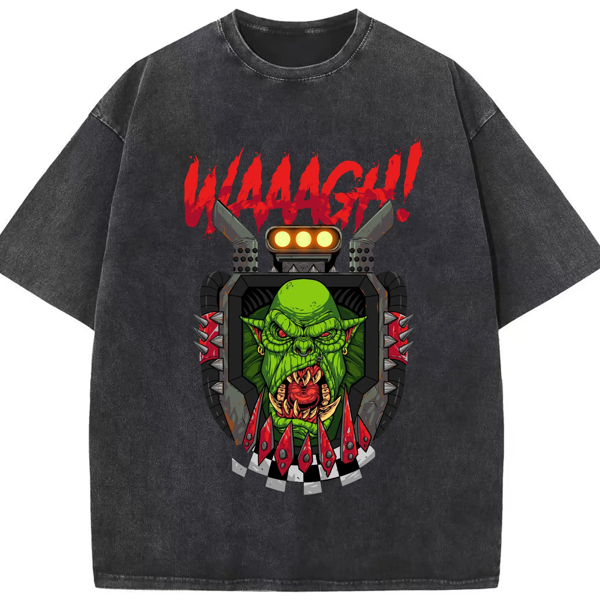 Warhammer 40k Skaven t-shirt - Washed Vintage Look 230g Cotton Oversized T-Shirt With Front Heat Transfer Print – Soft, Lightweight, Stylish Fit – Comfortable Casual Wear For Sports & Everyday Use