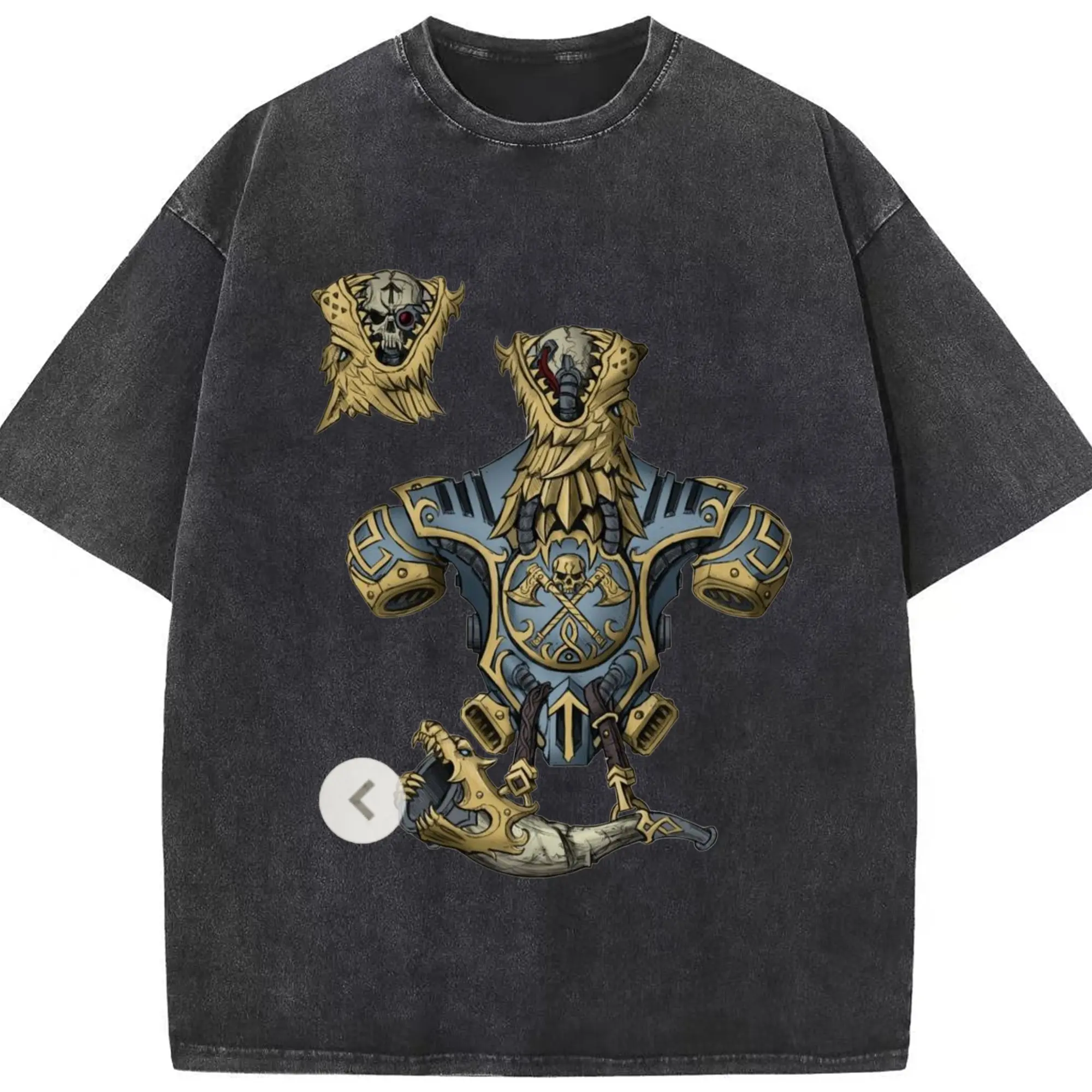 Warhammer 40k Space Wolves graphic tee - Washed Vintage Look 230g Cotton Oversized T-Shirt With Front Heat Transfer Print – Soft, Lightweight, Stylish Fit – Comfortable Casual Wear For Sports & Everyday Use